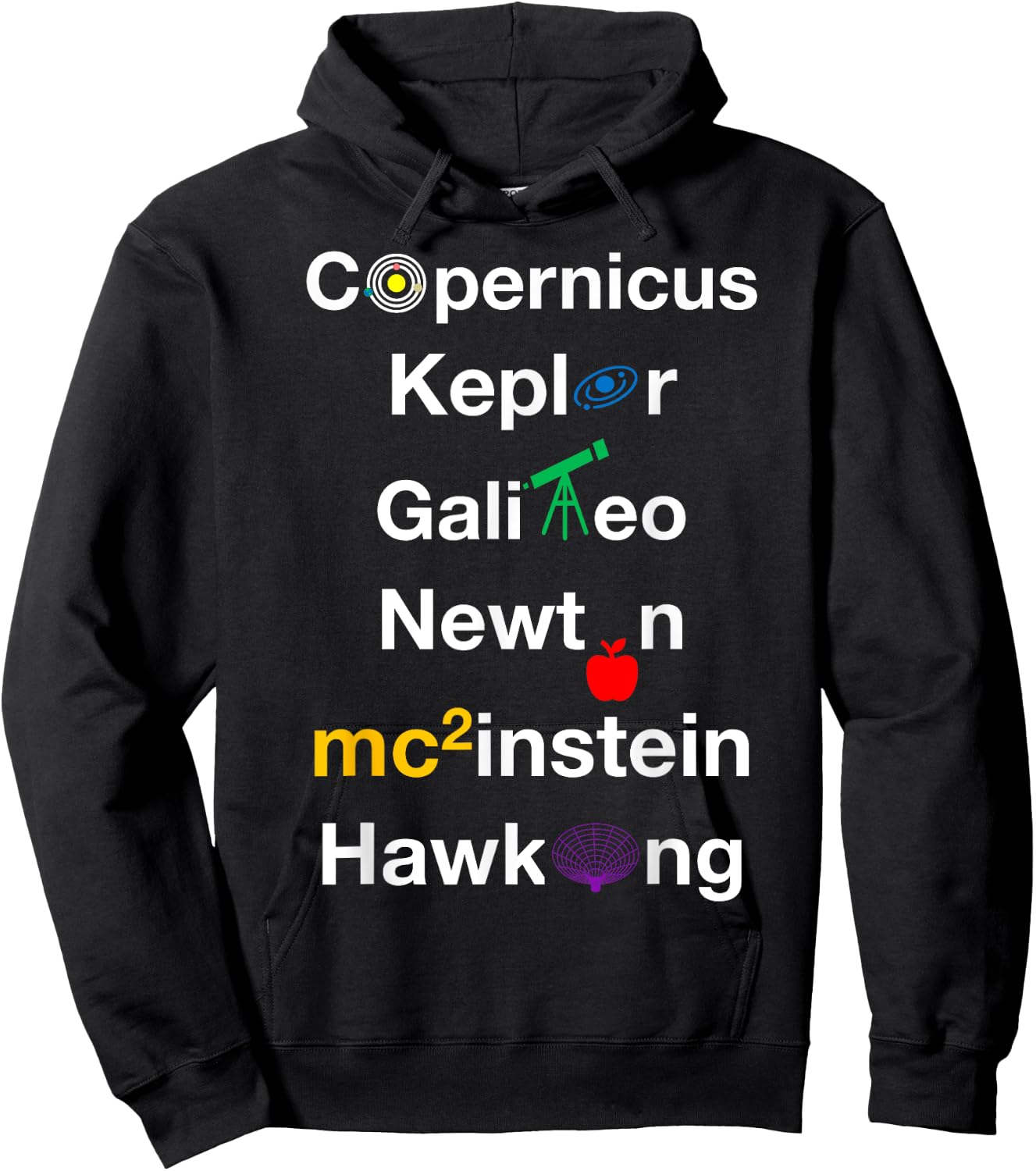 Nerdy Copernicus Galileo Kepler Newton Space Scientists Gift Hoodie - Hoodie | Black