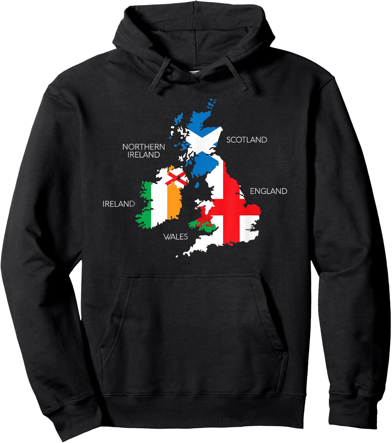 British Isles Sea Ireland Scotland Wales England Map Coins Hoodie - Hoodie | Black