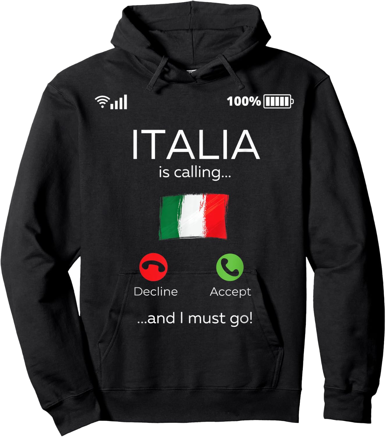 Funny Italian Shirts - Italy is calling - italian roots Hoodie - Hoodie | Black