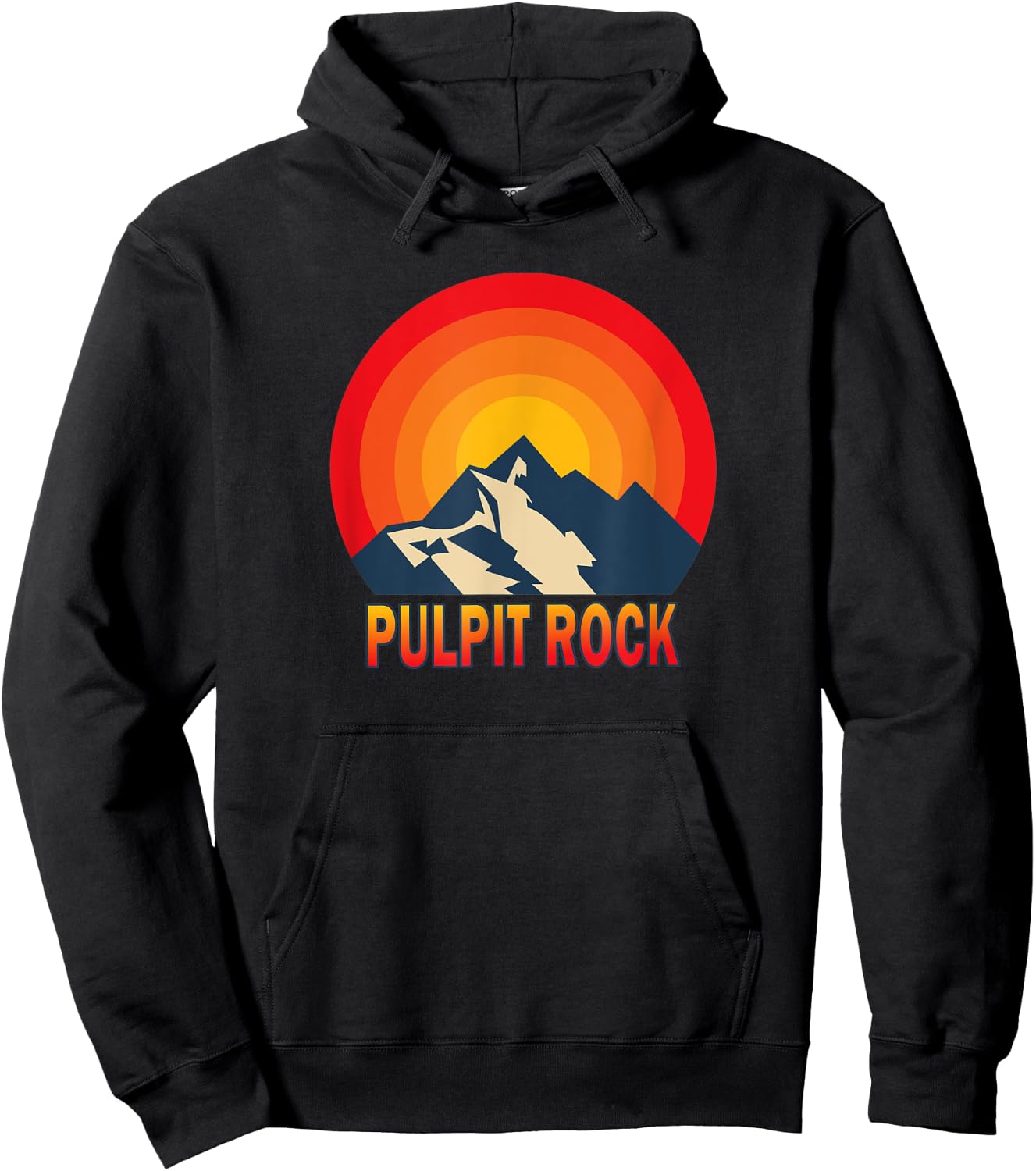 Pulpit Rock Mountains Retro Sun Hoodie - Hoodie | Black