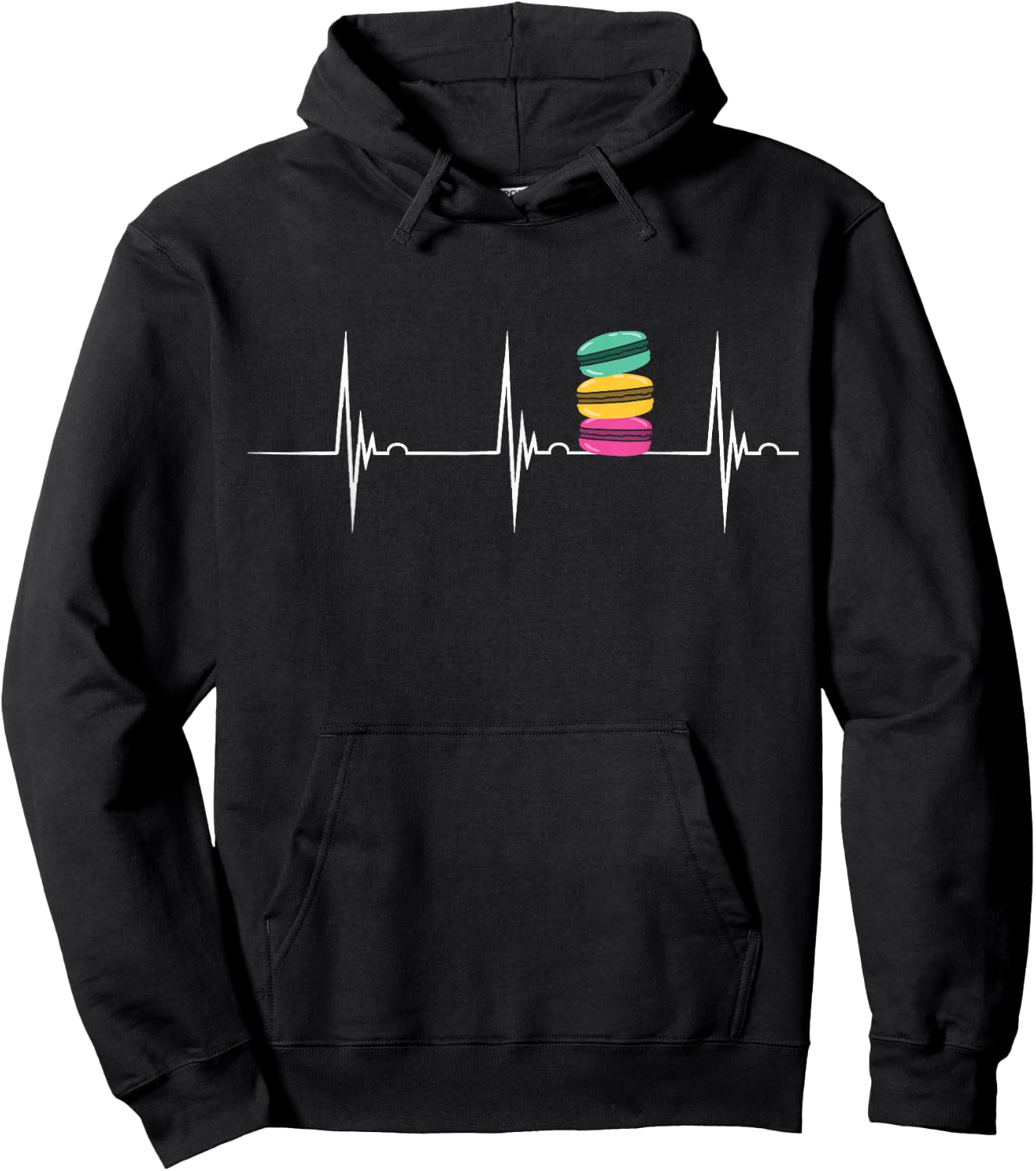 Macarons Heartbeat EKG Pulse Macaron Cookie Macaron Hoodie - Hoodie | Black