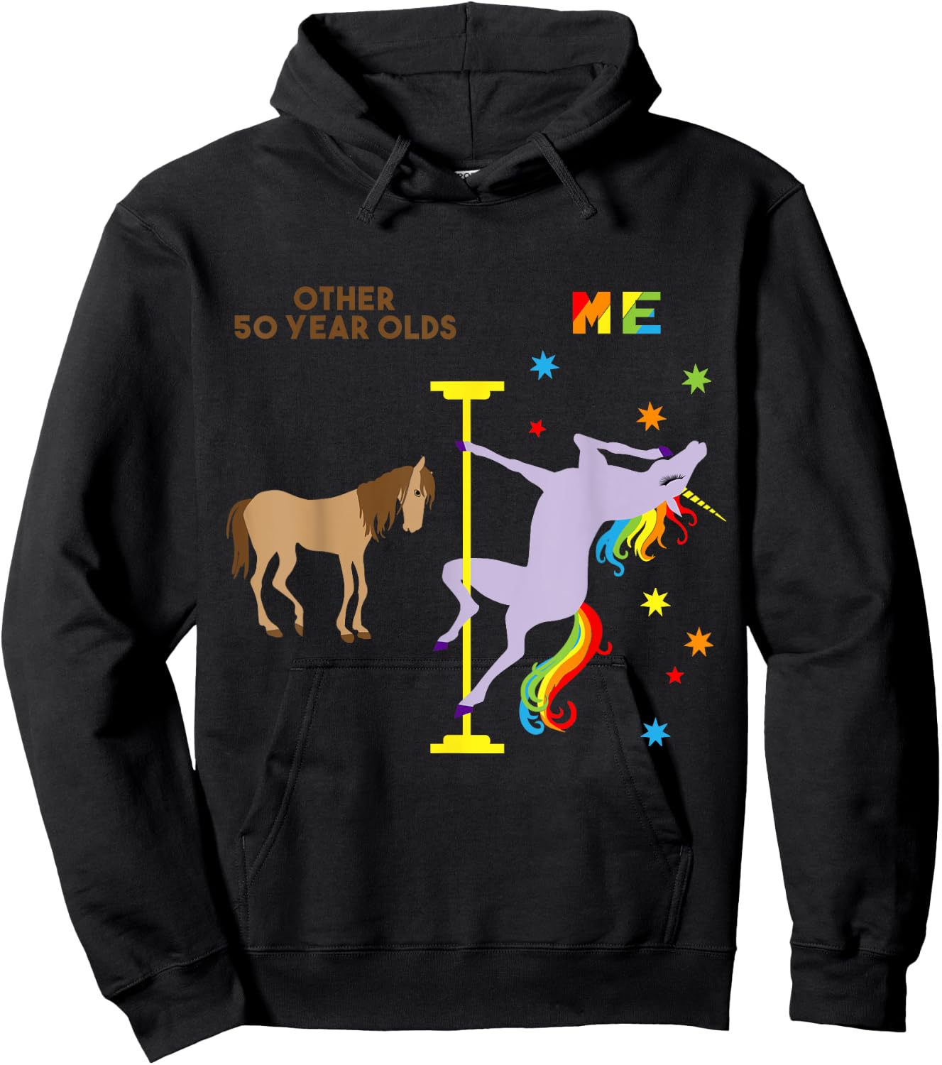 Funny 50th Birthday Gift Rainbow Unicorn 50 Years Old Hoodie - Hoodie | Black