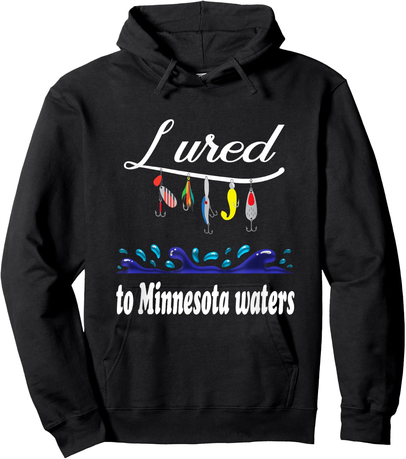 Lured to Minnesota Waters Fishing Fisherman Fish Hoodie - Hoodie | Black