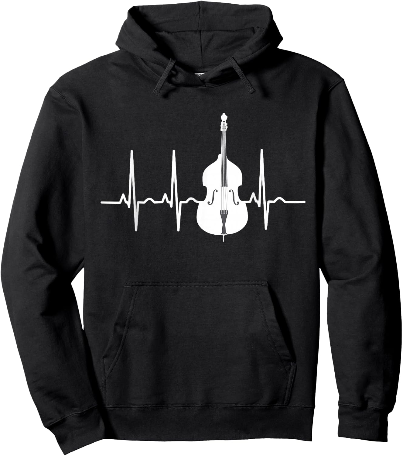 Double Bass Player ECG Heartbeat Bassist Musicians Instrument Hoodie - Hoodie | Black