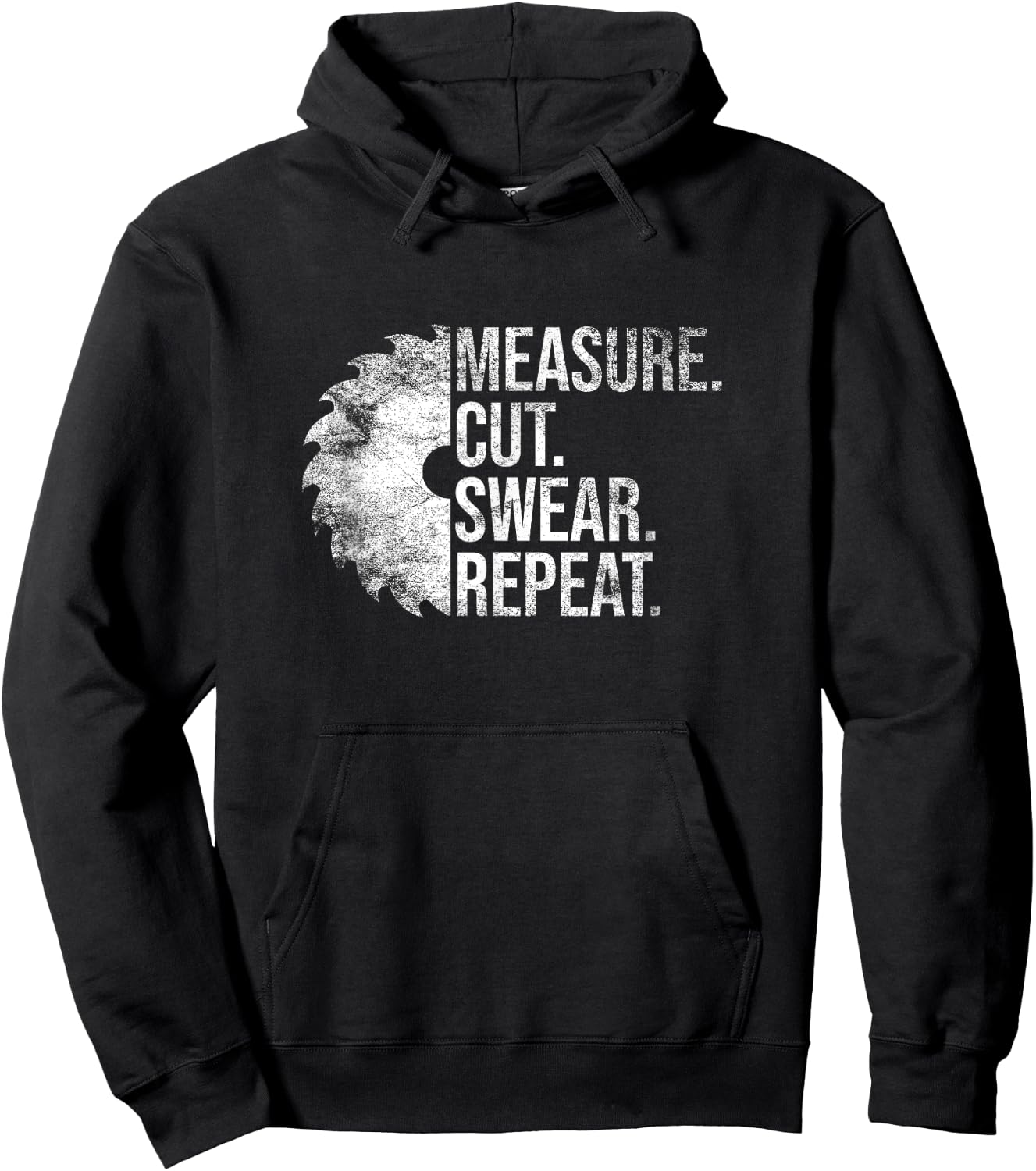 Measure Cut Swear Repeat Handyman Mechanic Carpenter Funny Hoodie - Hoodie | Black