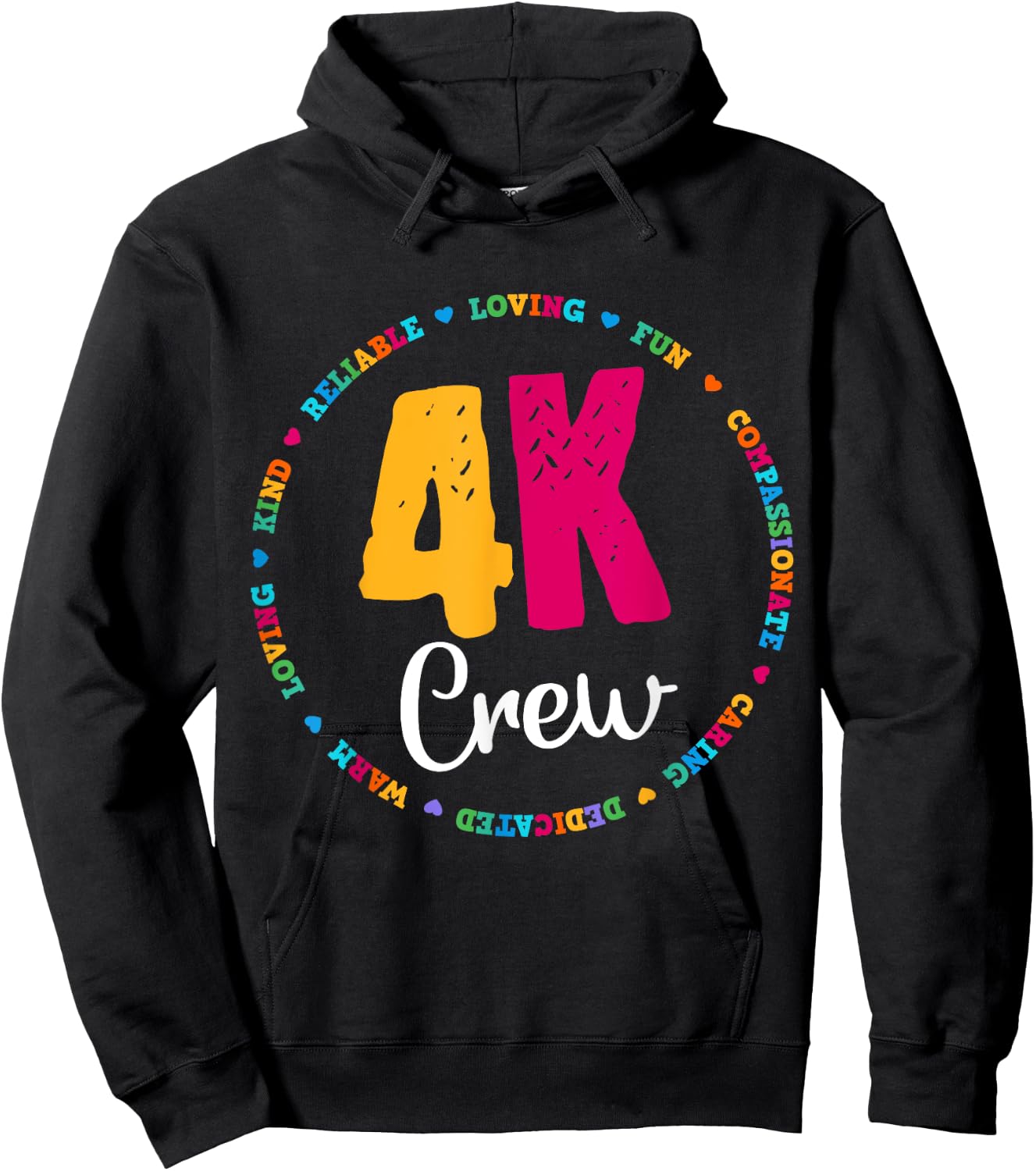 4K Crew Squad Team Teacher Kindergarten Kinder Elementary Hoodie - Hoodie | Black