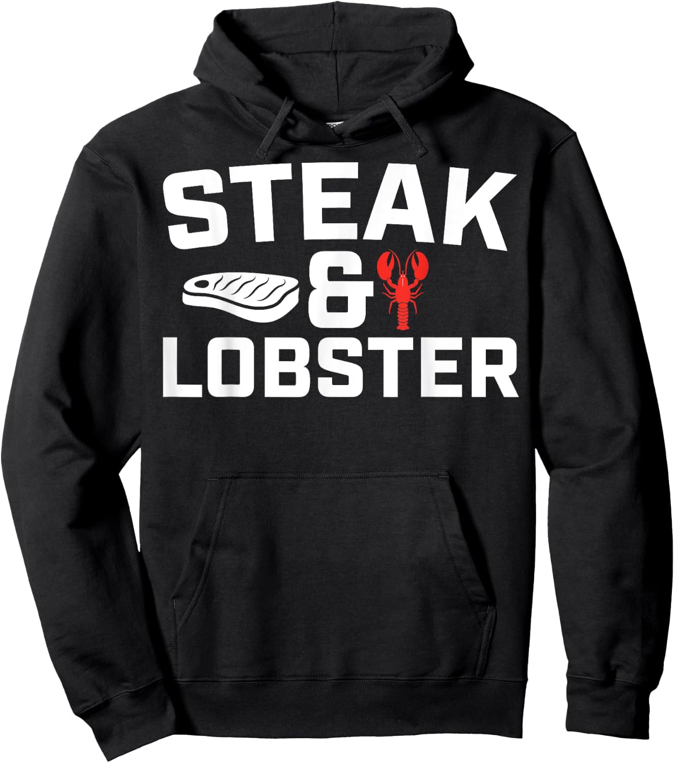Steak And Lobster, Seafood Cow Beef Crawfish Lobster Hoodie - Hoodie | Black