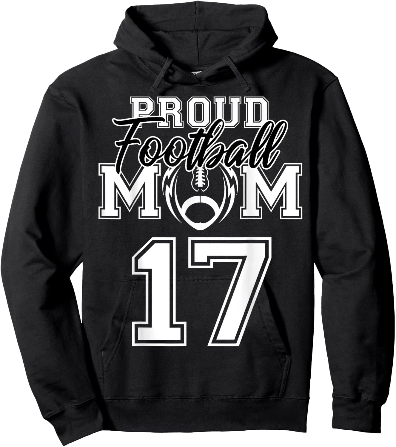 Custom Proud Football Mom Number 17 Personalized Women Hoodie - Hoodie | Black