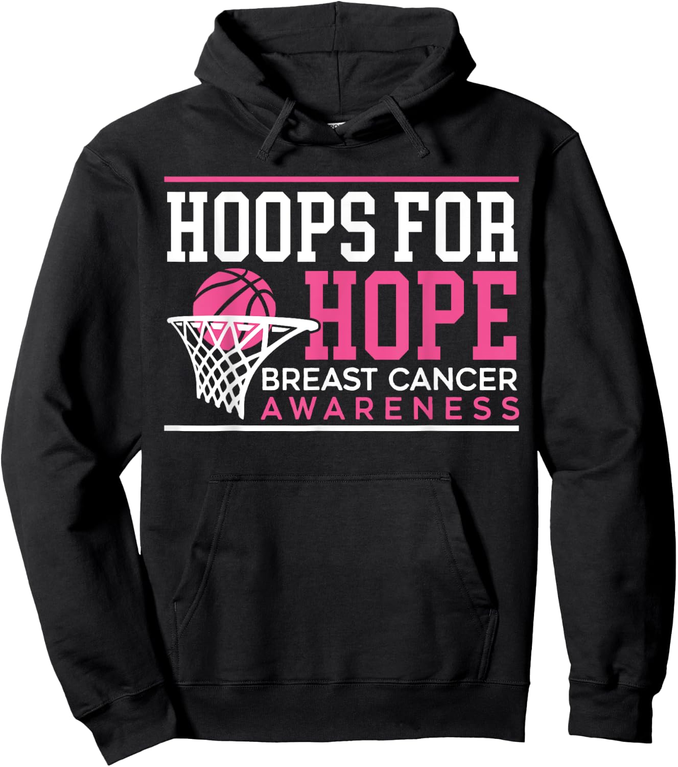 Hoops For Hope Basketball Player Breast Cancer Awareness Hoodie - Hoodie | Black