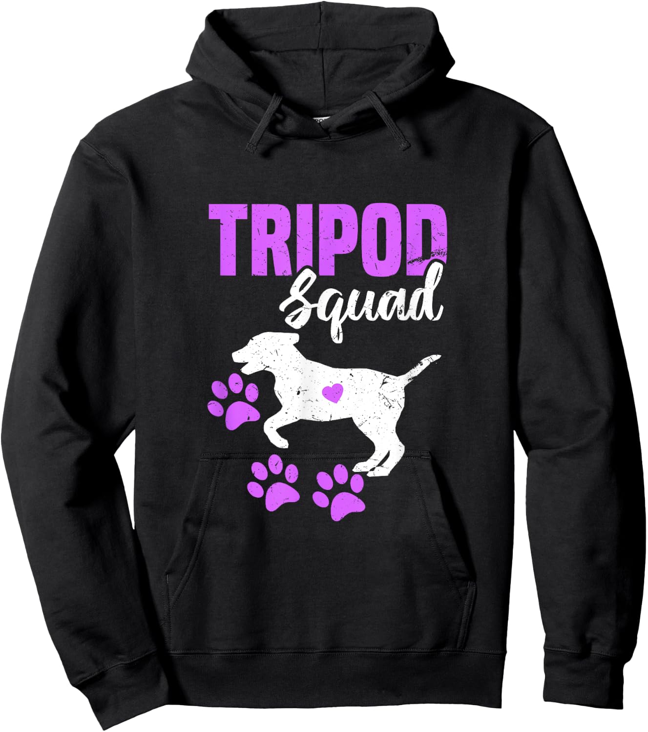 Tripod Squad | Funny Three Legged Pet Parents Support Quote Hoodie - Hoodie | Black