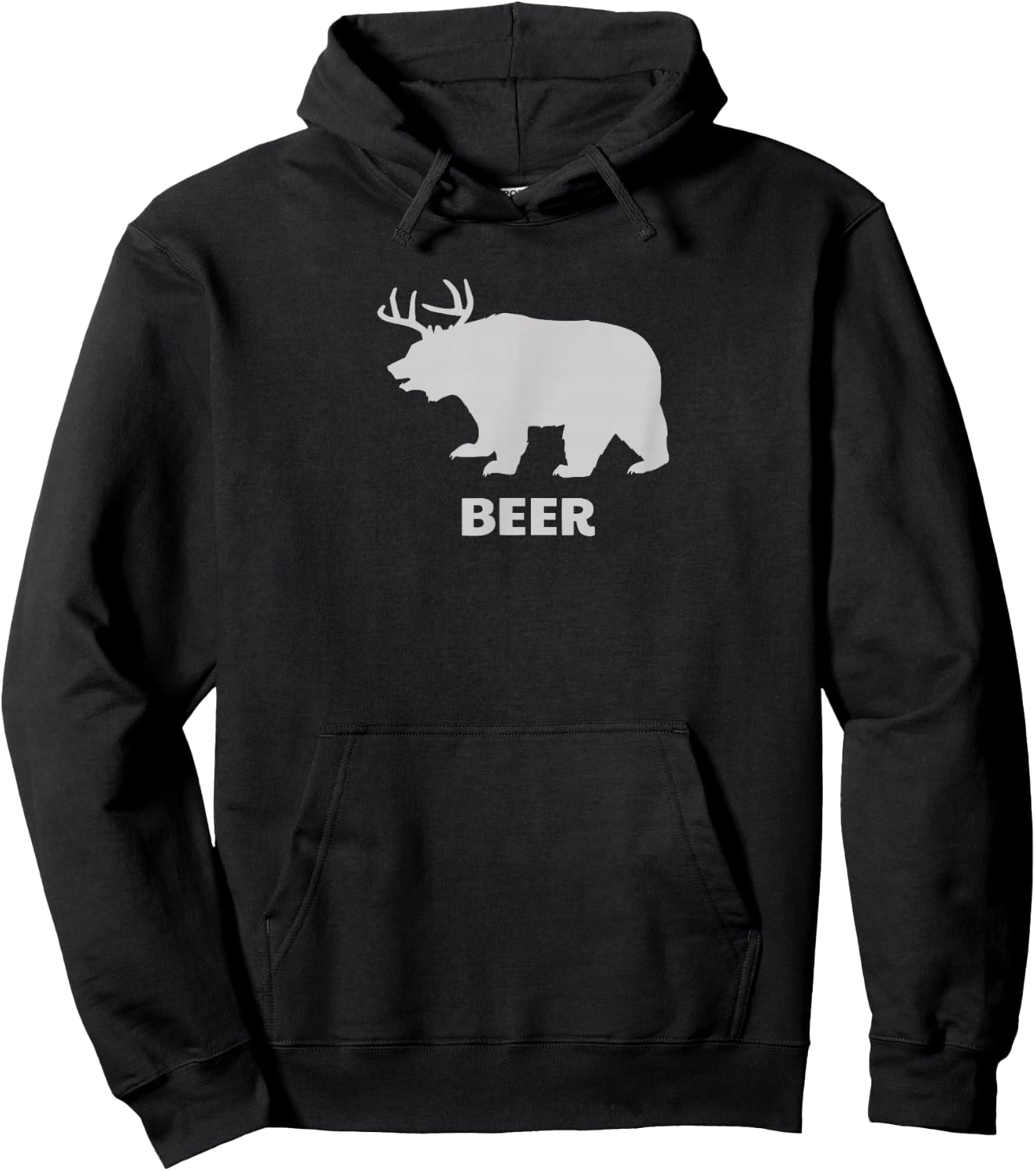 Deer Antlers + Grizzly Bear = Beer, Funny Hunting Drinking Hoodie - Hoodie | Black