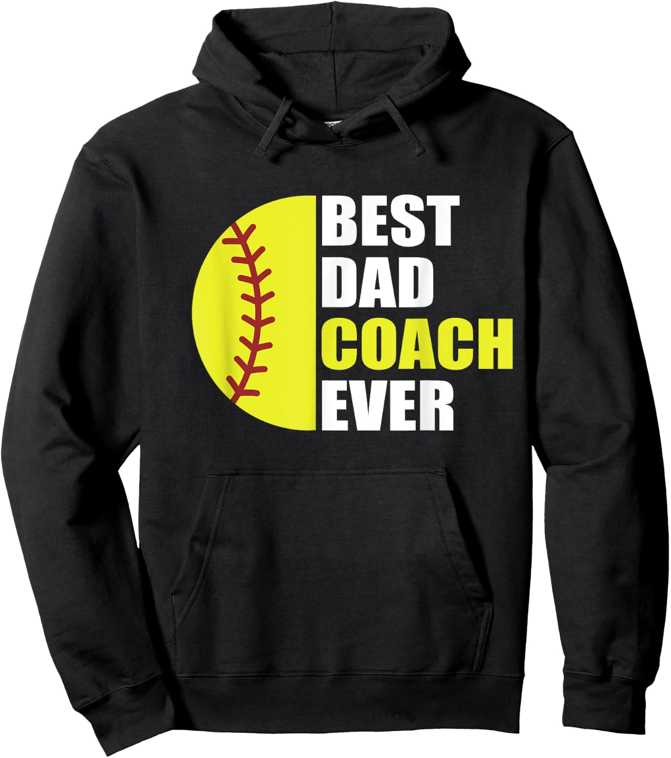 Best Softball Dad Coach Ever Fathers Day Softball Coach Dad Hoodie - Hoodie | Black