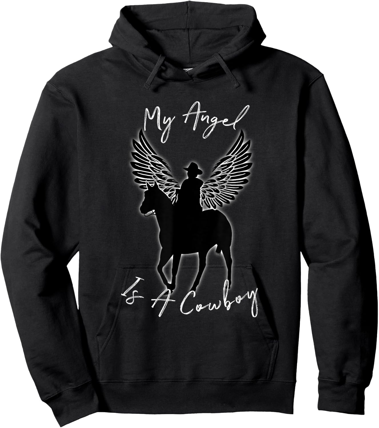 My Angel Is A Cowboy | Country Horse Remembrance Gift Hoodie - Hoodie | Black