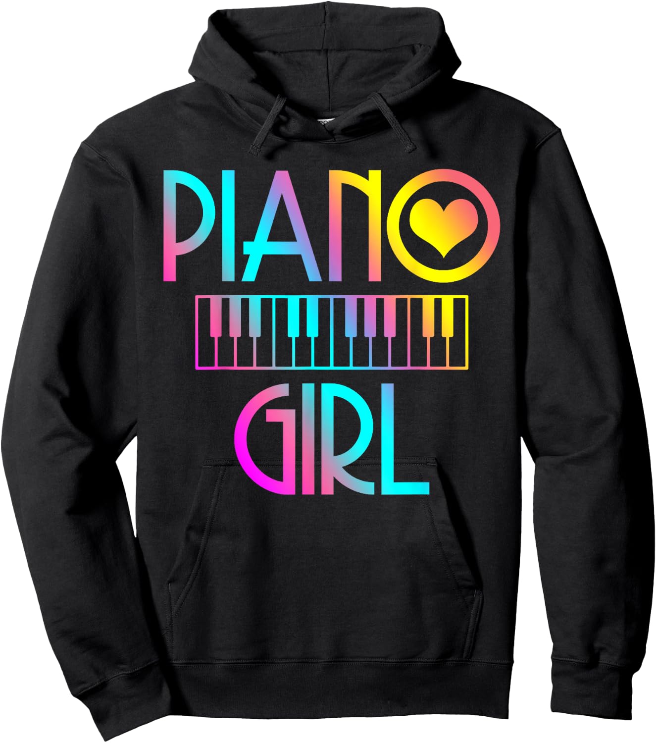 Piano Girl Musical Pianist Keyboard Cute Hoodie - Hoodie | Black