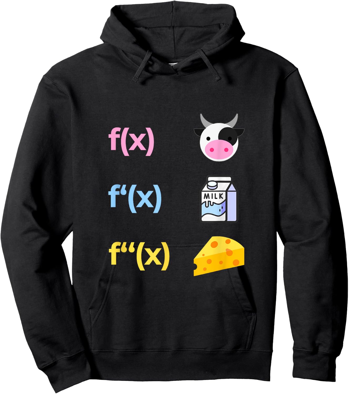 Mathematician Cow Milk Cheese Derivative Funny Joke Math Hoodie - Hoodie | Black