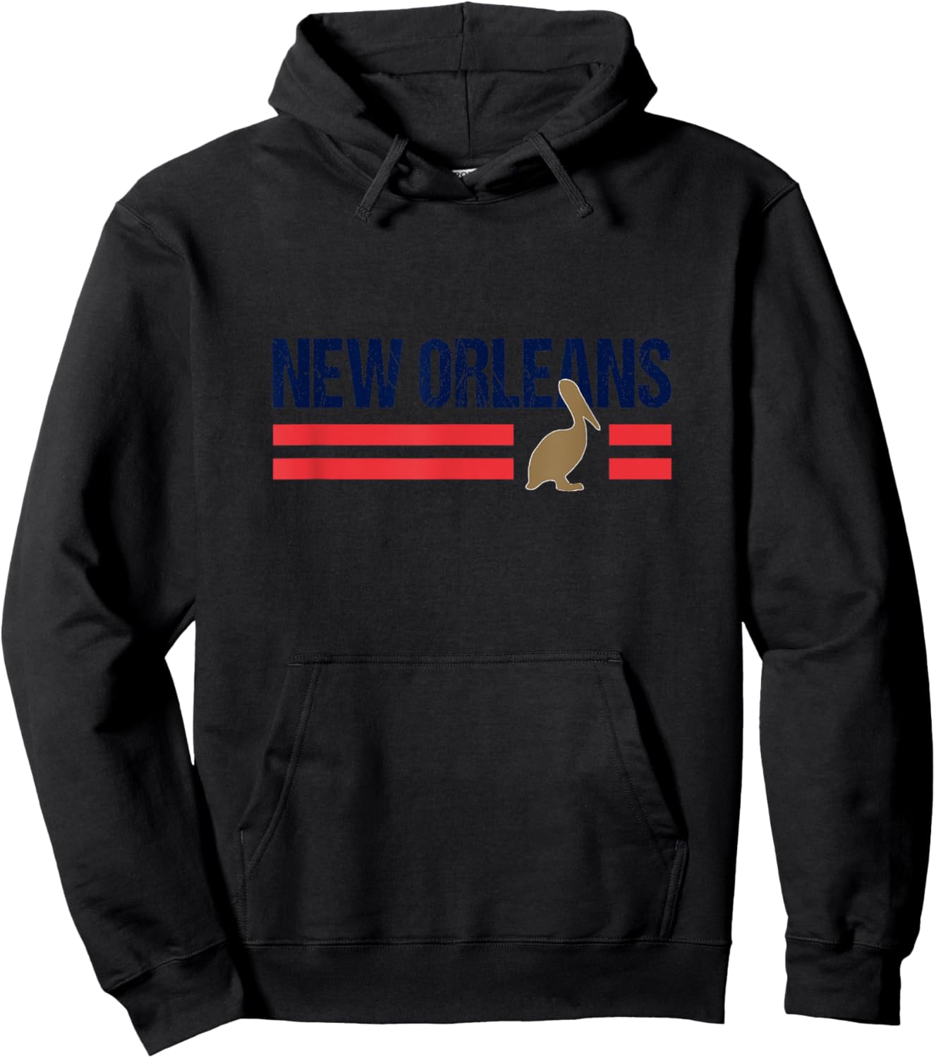 Pelican Retro Stripes New Orleans Vintage New Orleans Local Hoodie - Hoodie | Black