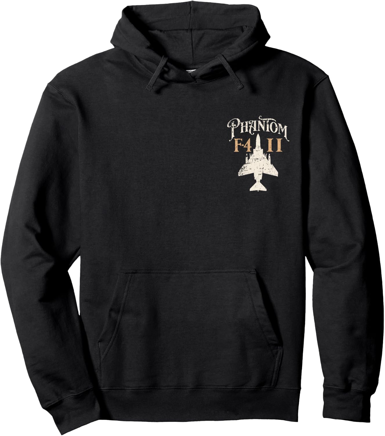 F-4 Phantom II Military Fighter Jet Distressed Design Hoodie - Hoodie | Black