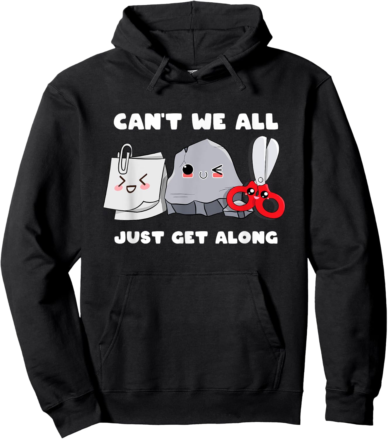Can't We All Just Get Along Cute Rock Paper Scissors Hoodie - Hoodie | Black
