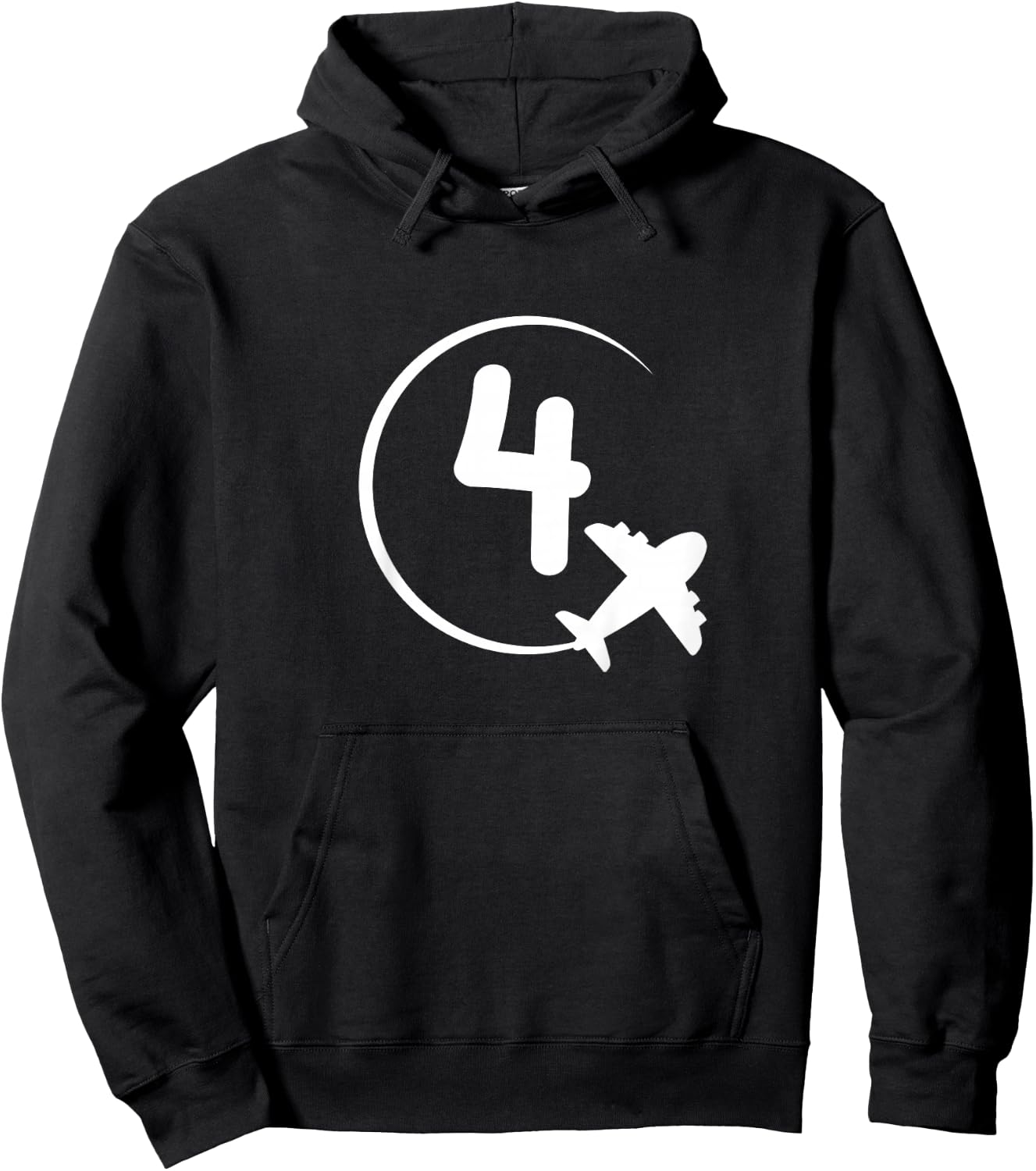 Kids Four 4 year old birthday Airplane shirt. Boy 4th birthday Hoodie - Hoodie | Black