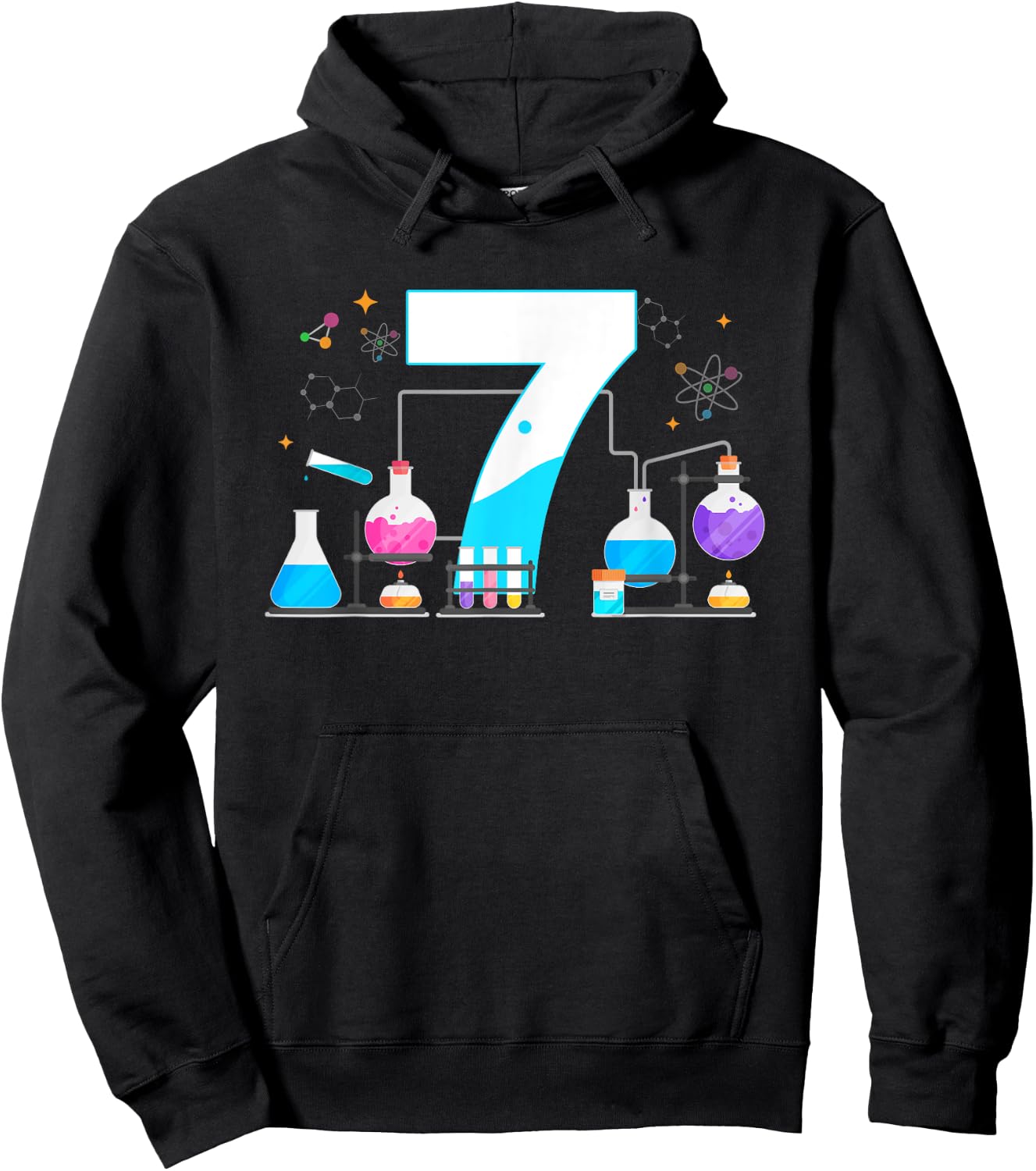 7 Year Old Kids Scientist 7th Birthday Kids Science Hoodie - Hoodie | Black