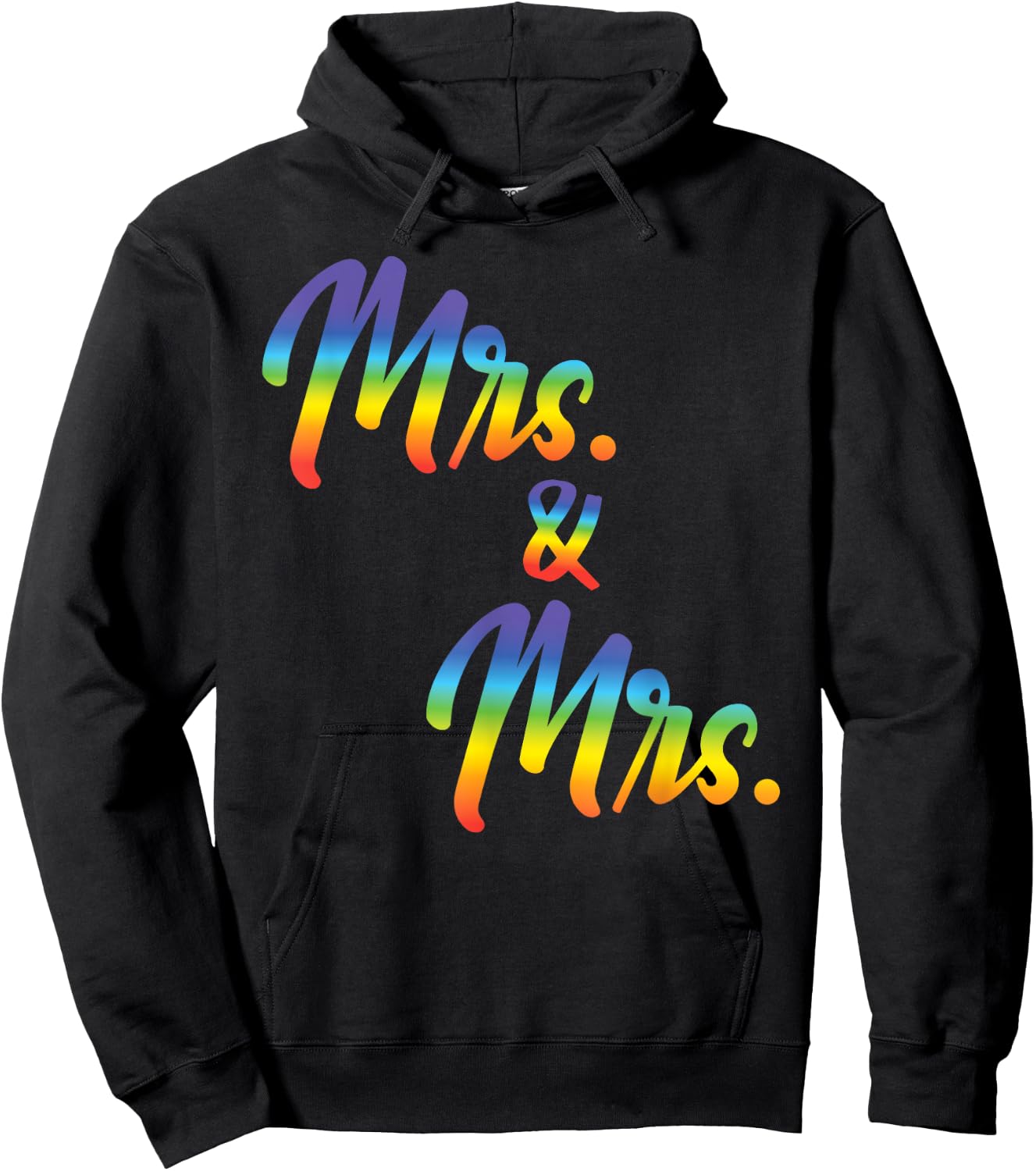 Mrs. And Mrs Just Married Lesbian Bridal Rainbow Color Print Hoodie - Hoodie | Black