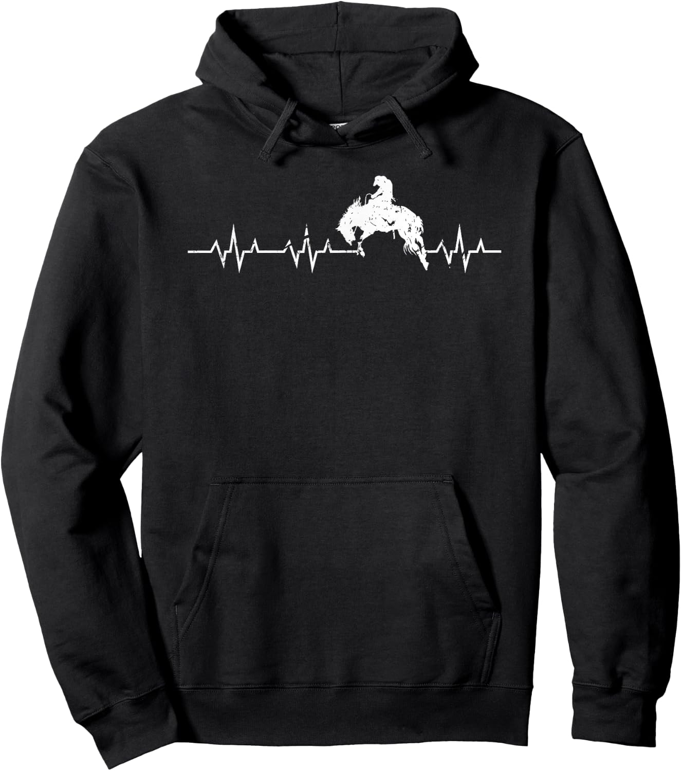 Rodeo Heartbeat, Bronc Riding Bucking Horse Western Cowboy Hoodie - Hoodie | Black