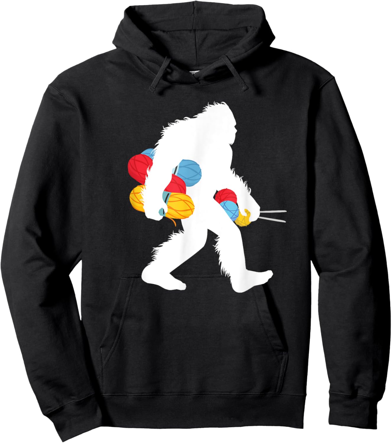 Bigfoot Knitting Sewing Needleworker Sasquatch Knitter Hoodie - Hoodie | Black