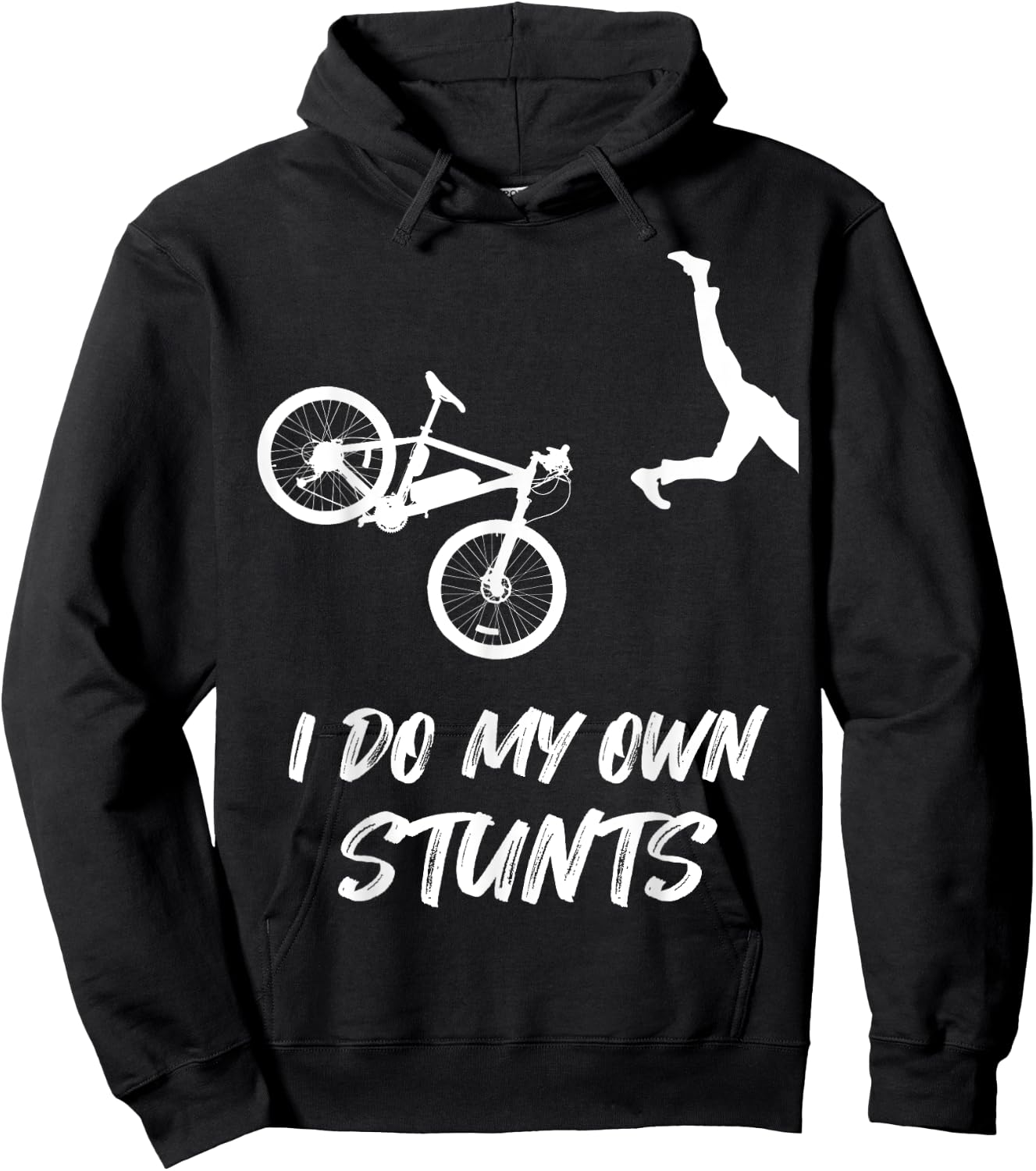 I Do My Own Stunts Funny Mountain Bike Accident Broken Cast Hoodie - Hoodie | Black