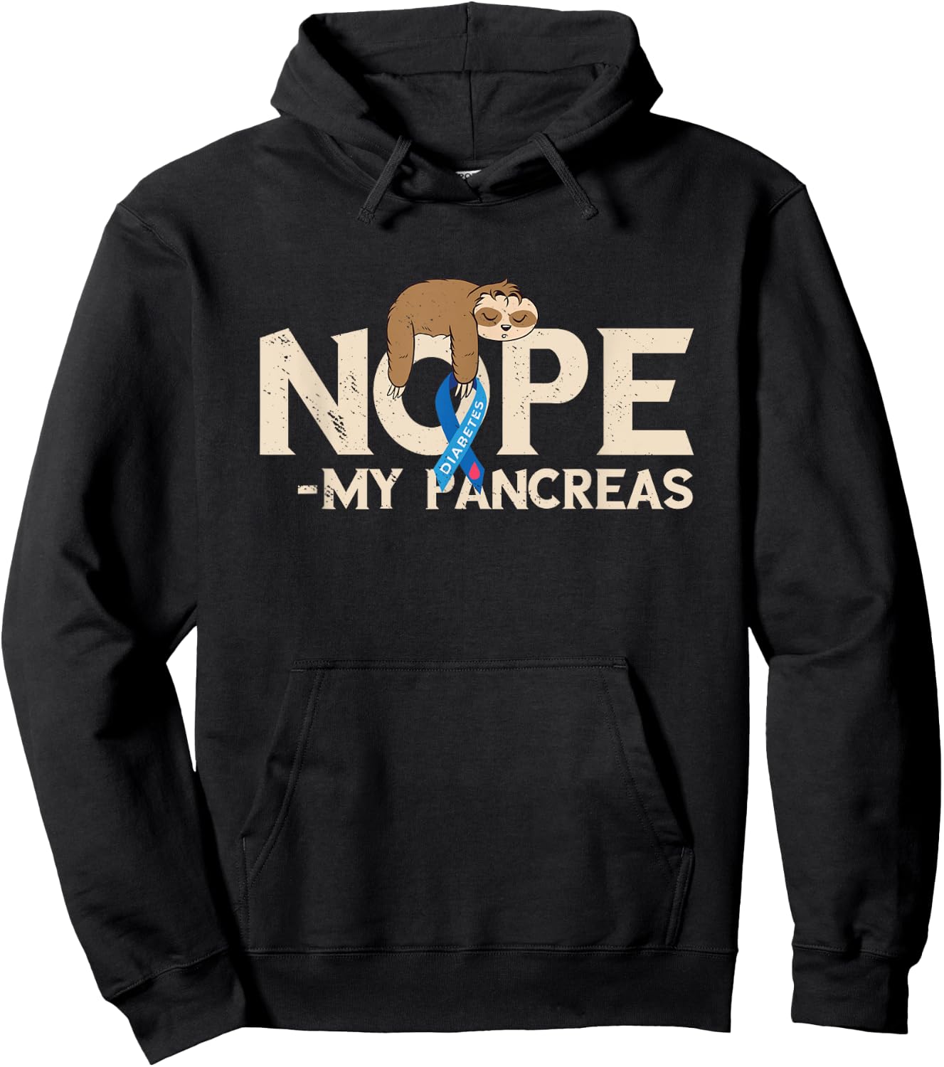 Pancreas Sleeping Sloth Diabetes Awareness Nope My Pancreas Hoodie - Hoodie | Black