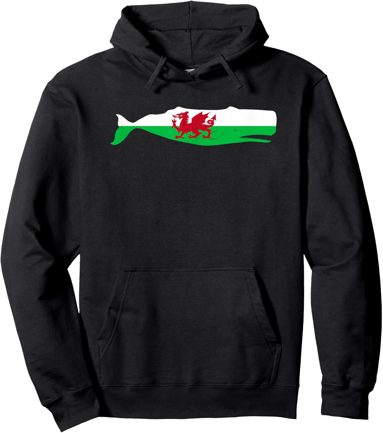 Funny Whale Wales Flag Pun for Welsh American Whales Lover Hoodie - Hoodie | Black
