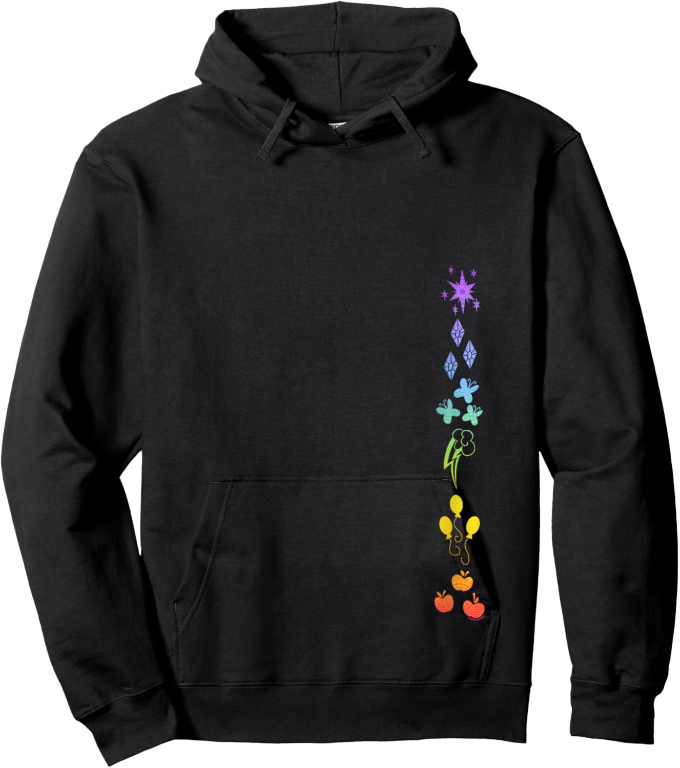 My Little Pony: Friendship Is Magic Rainbow Ponies Aligned V-Neck Hoodie - Hoodie | Black