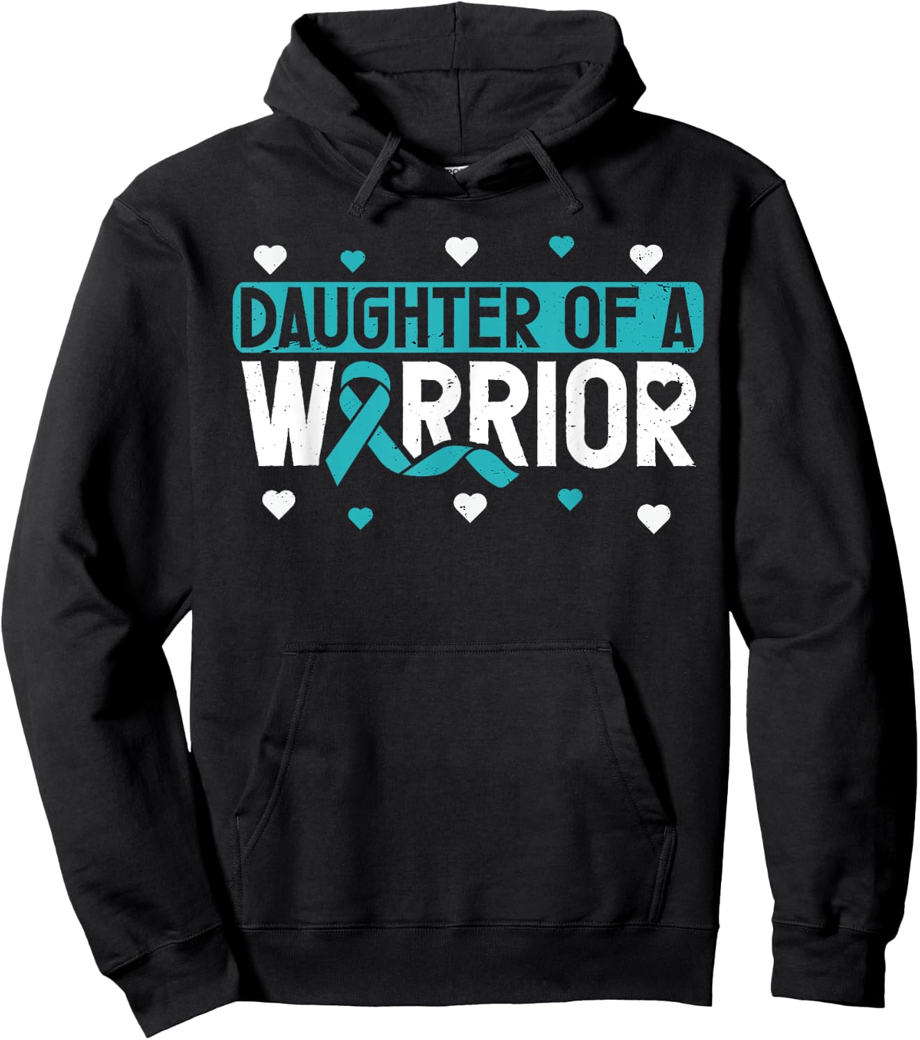 Cervical Cancer Daughter Teal Ribbon Awareness Warrior Hoodie - Hoodie | Black