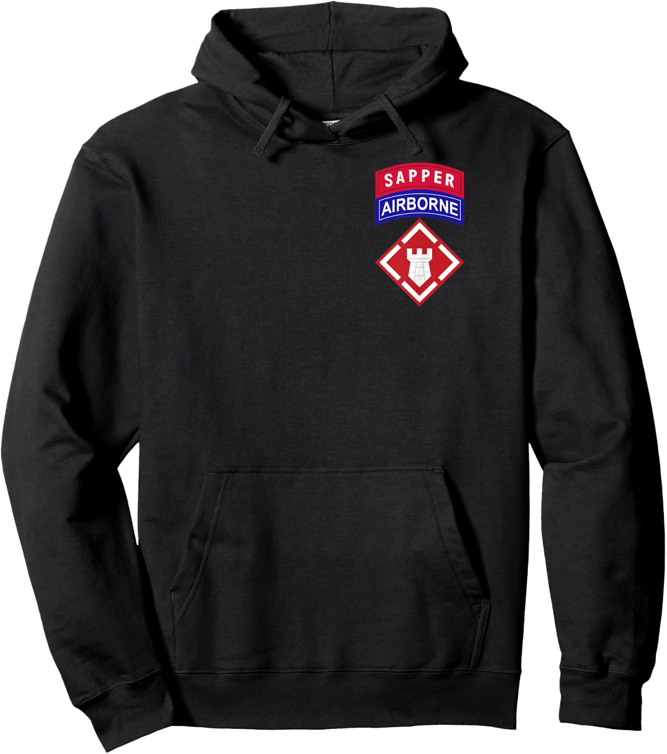 20th Engineer Brigade Patch w Airborne and Sapper Tab Hoodie - Hoodie | Black
