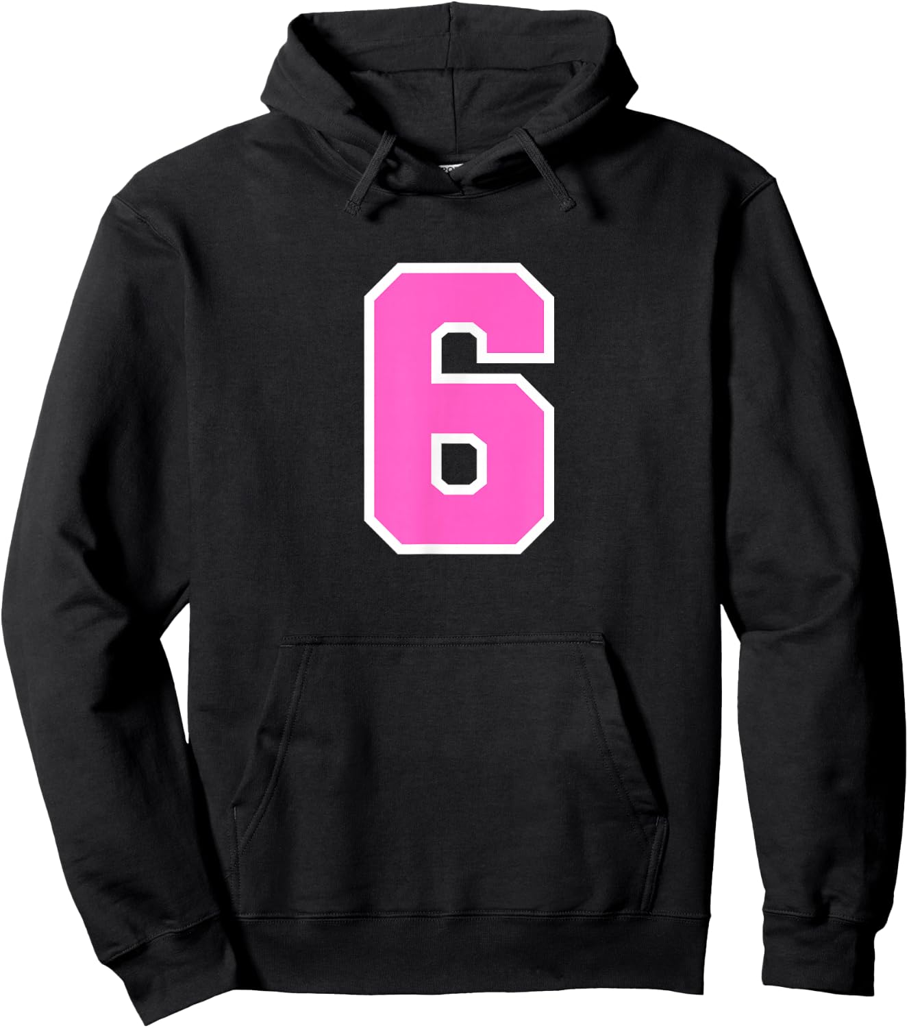 Pink Sports Team Number #6 Hoodie - Hoodie | Black