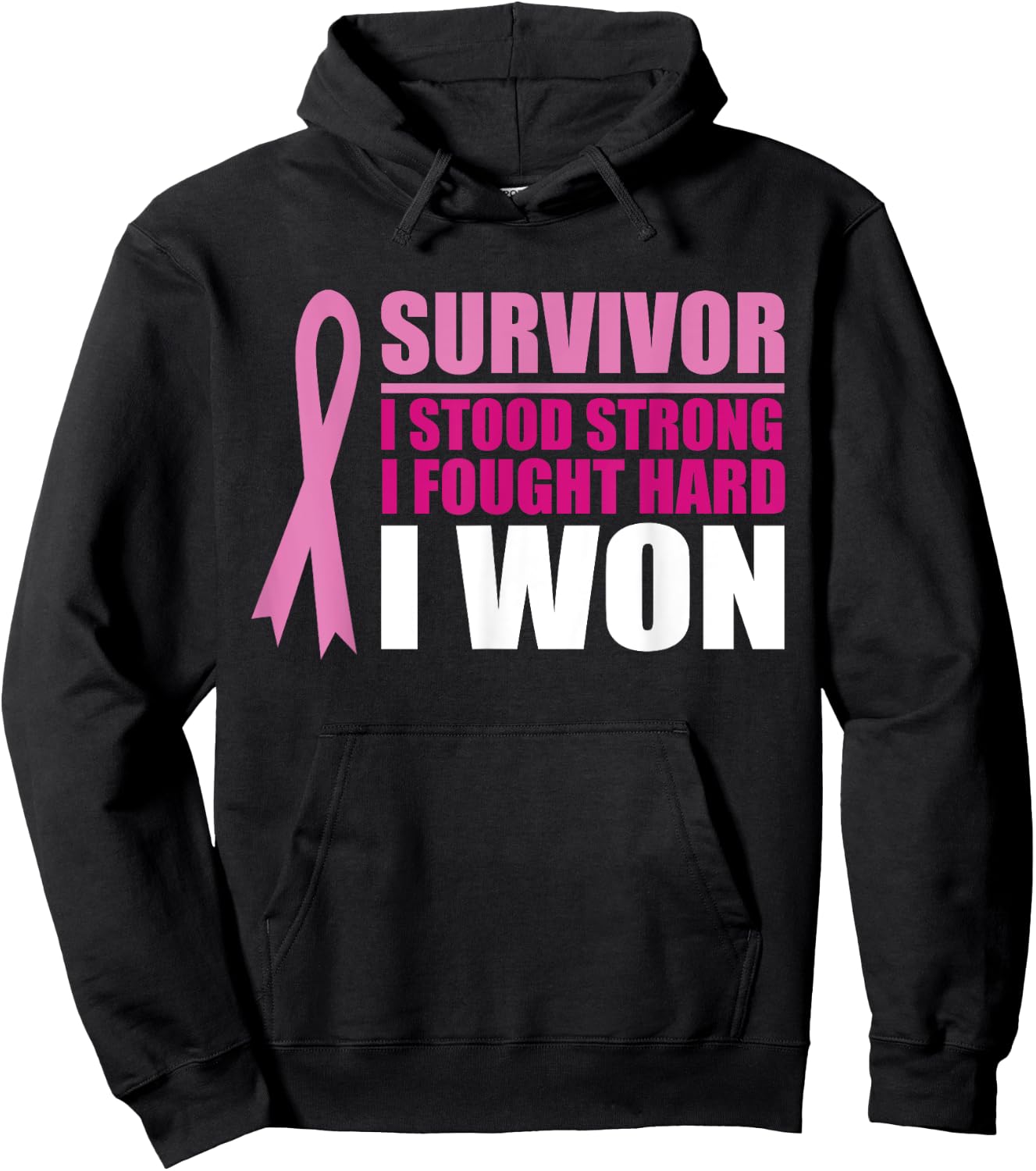 Breast cancer awareness Survivor I stood Strong I fought Hoodie - Hoodie | Black