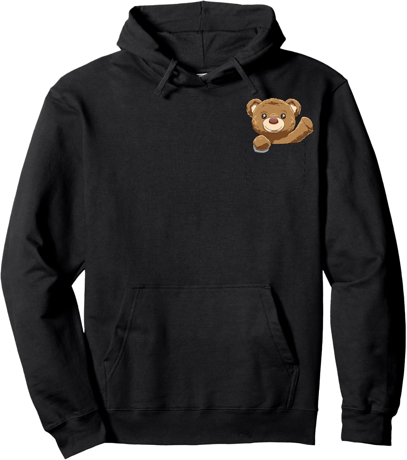 Teddy Bear Pocket Teddy Bear in Pocket Teddy Bear Peeking Hoodie - Hoodie | Black