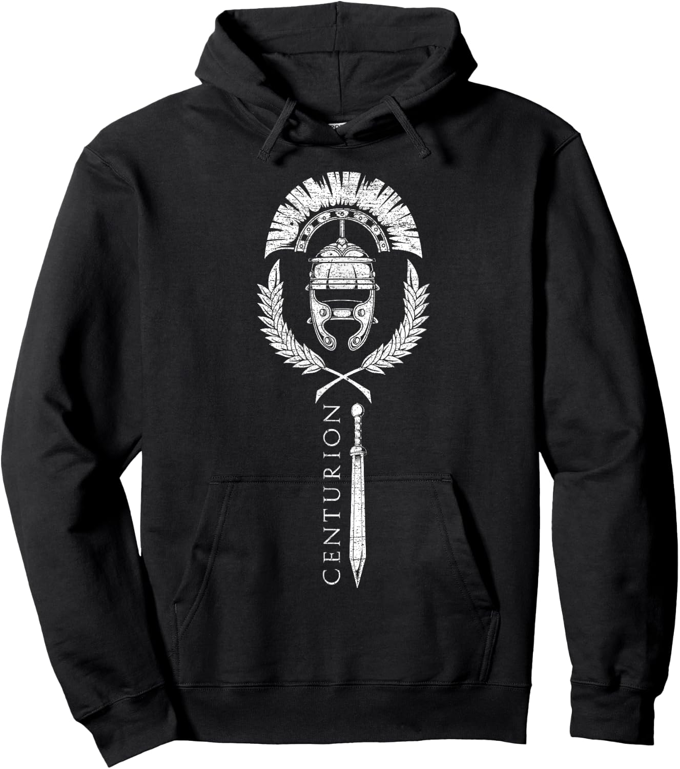 SPQR Designs Roman Centurion - Men's Black Classic Fit Short Sleeve - Small Hoodie - Hoodie | Black