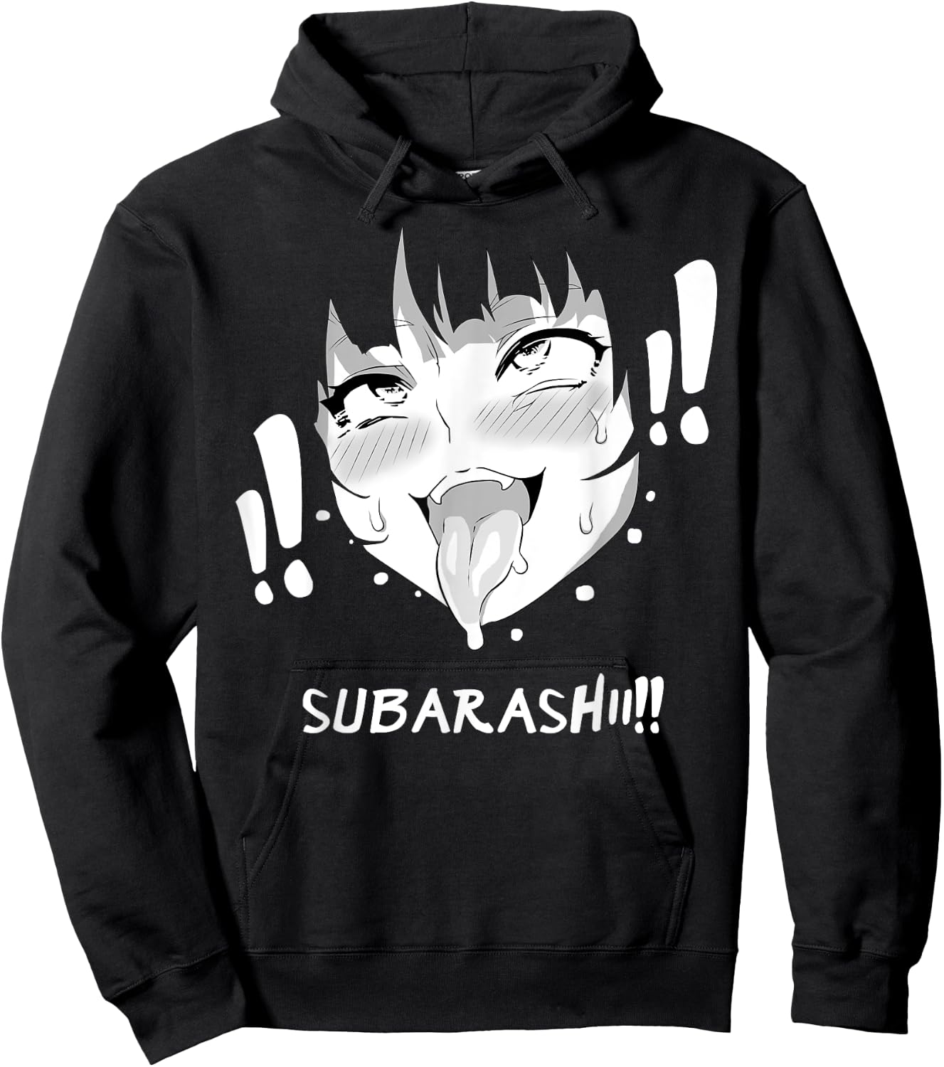 Ahegao Face Shirt Anime Manga Hentai Girl Subarashii Apparel Hoodie - Hoodie | Black