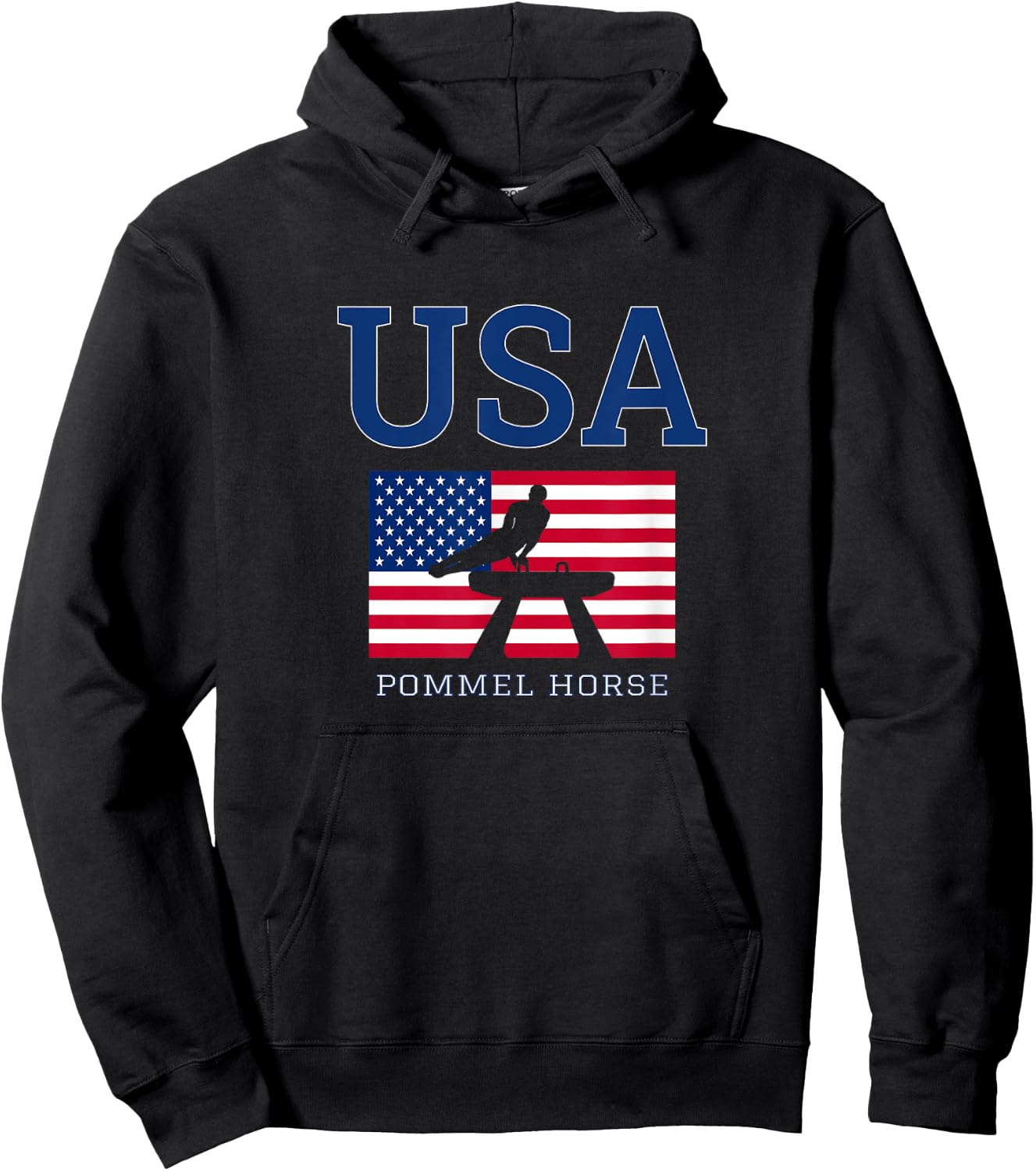 USA Flag Pommel Horse Gymnastics Team American Gymnast Hoodie - Hoodie | Black