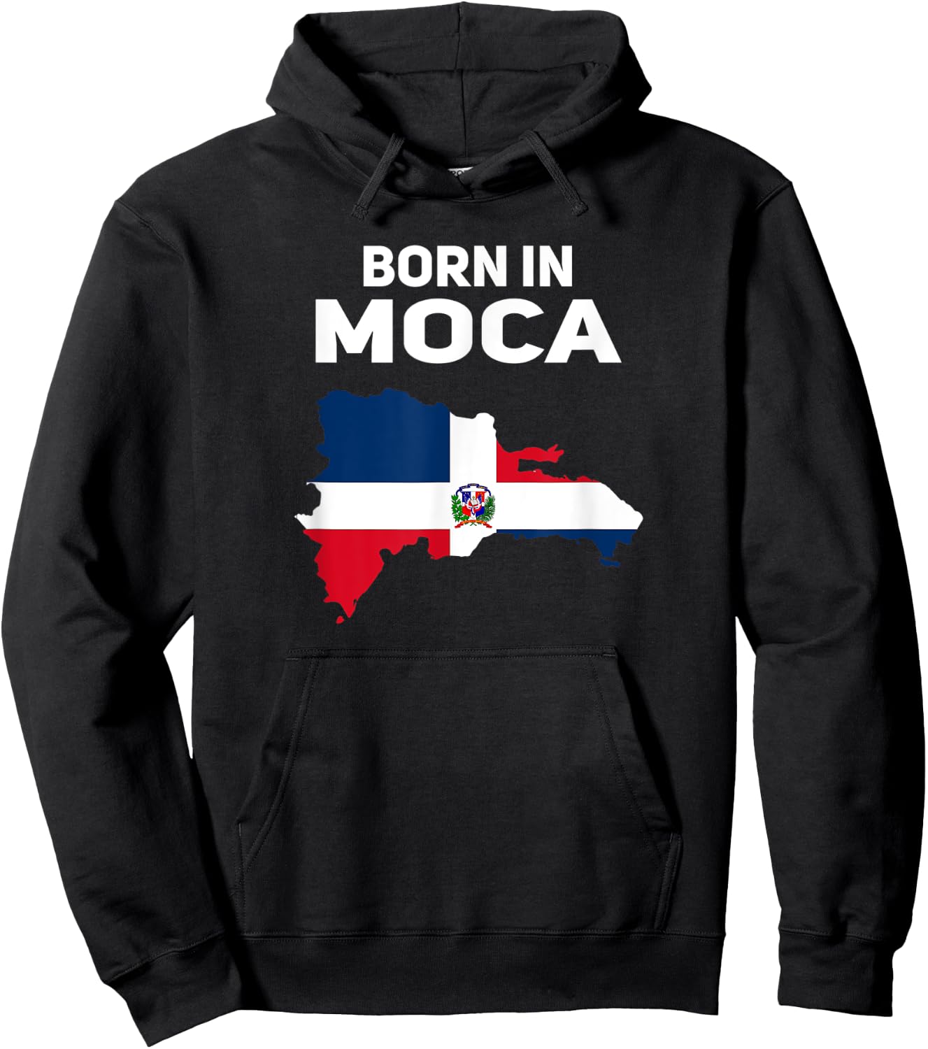 Born In Moca - Dominican Republic Flag Hoodie - Hoodie | Black