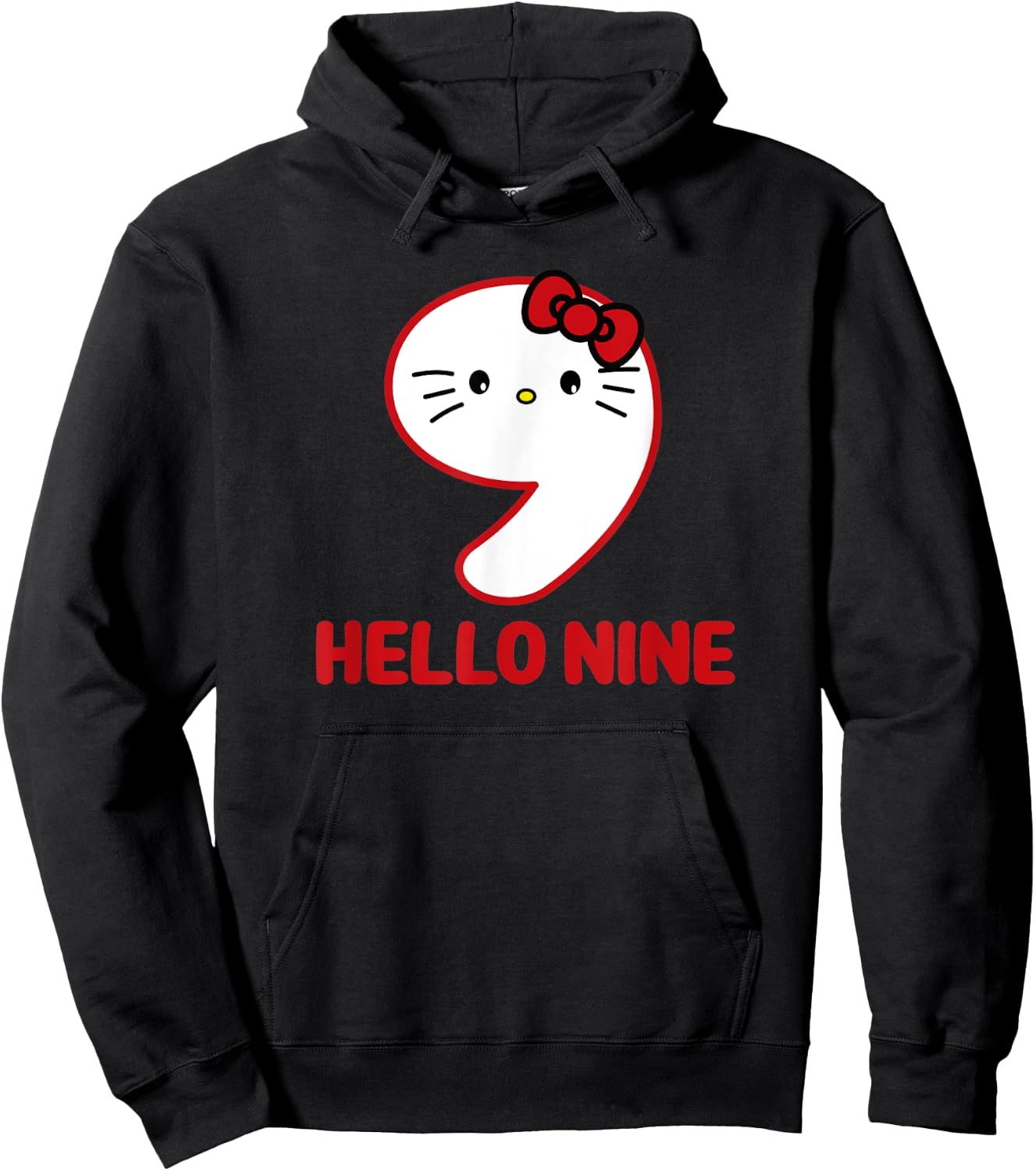 Happy Birthday Kitty, Cute Hello Nine Bday 9th Kawaii Gift Hoodie - Hoodie | Black