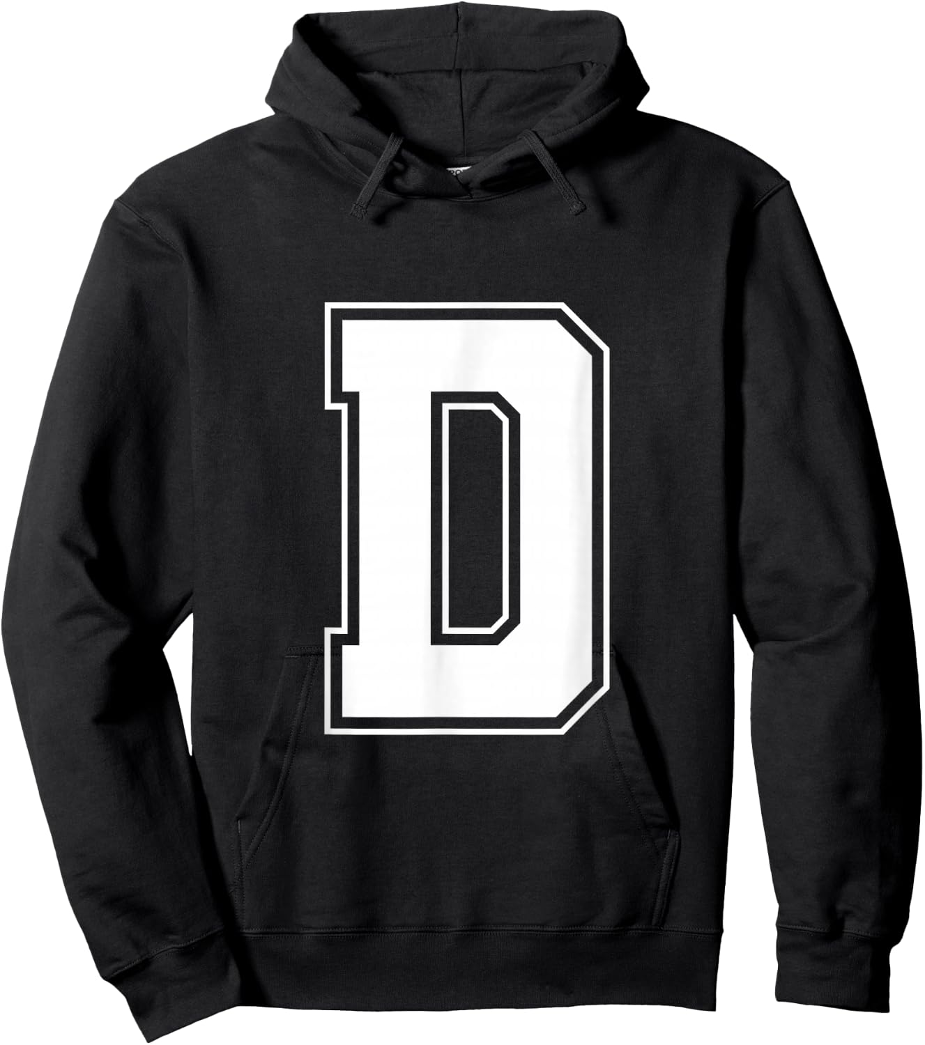 Letter D Big Bold Capital Varsity Alphabet Monogram Hoodie - Hoodie | Black