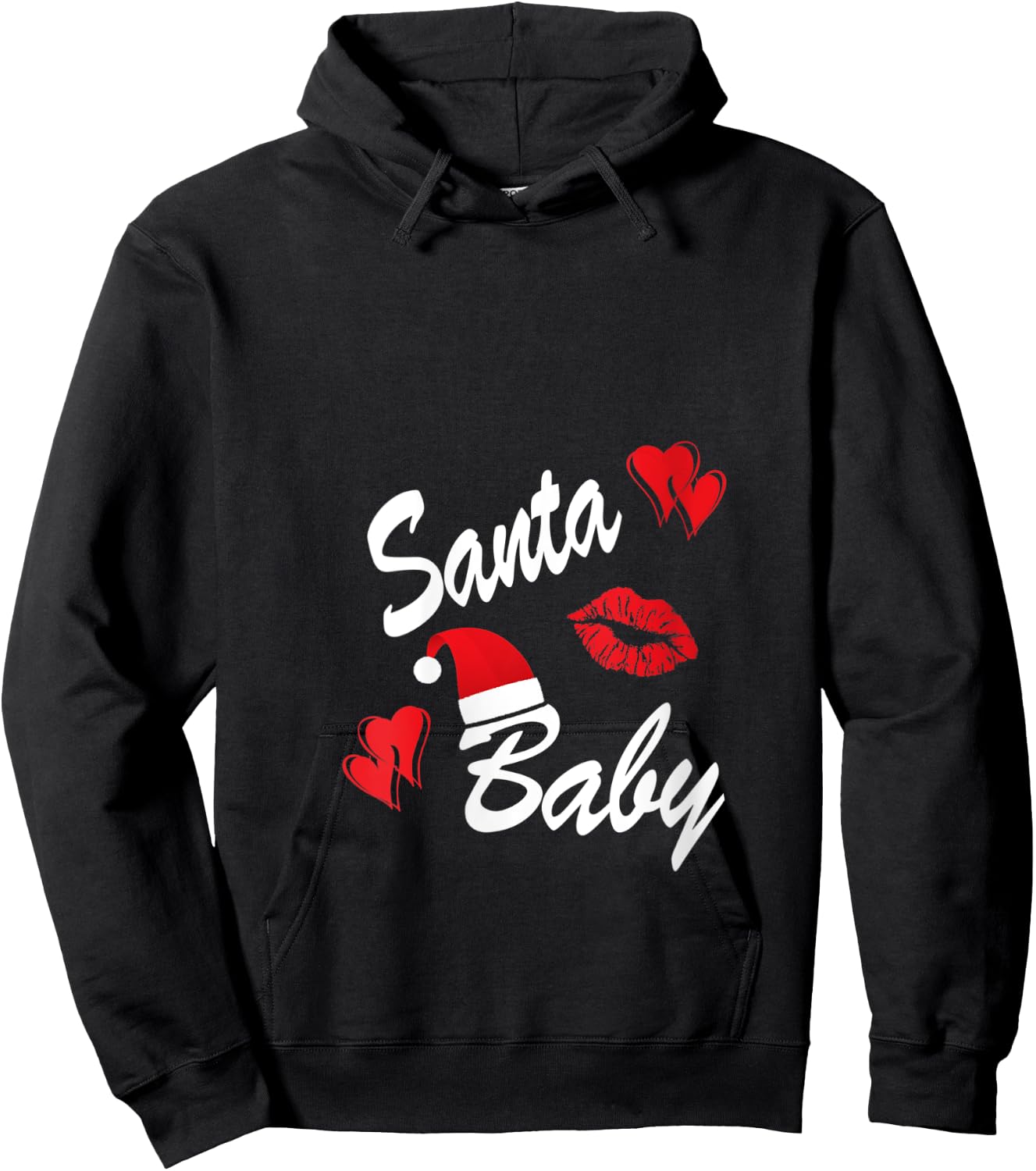 Santa Baby Christmas Design for Moms Who Love Their Santas V-Neck Hoodie - Hoodie | Black