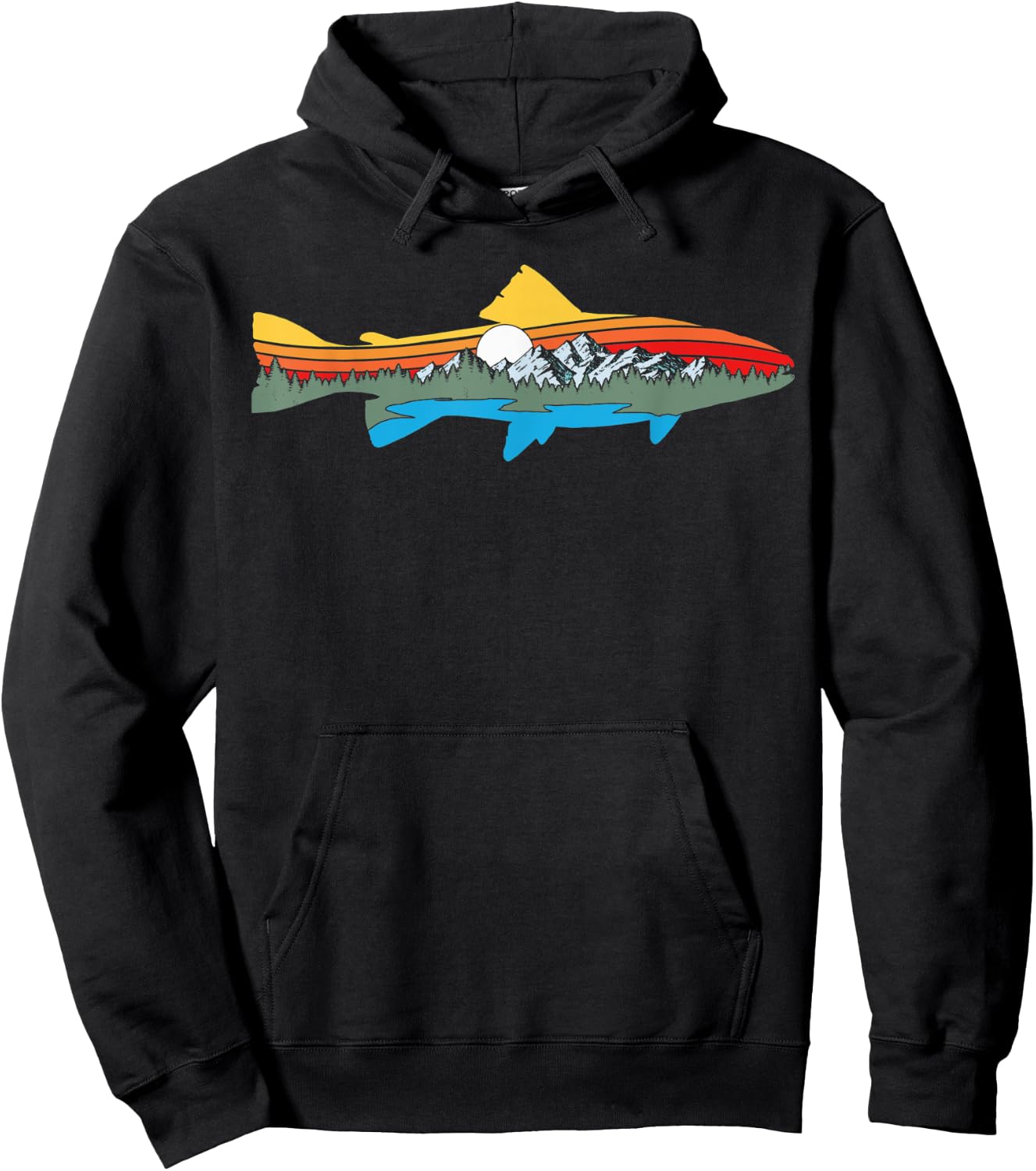 Artistic Trout Nature & Outdoor Fish & Fishing Graphic Hoodie - Hoodie | Black
