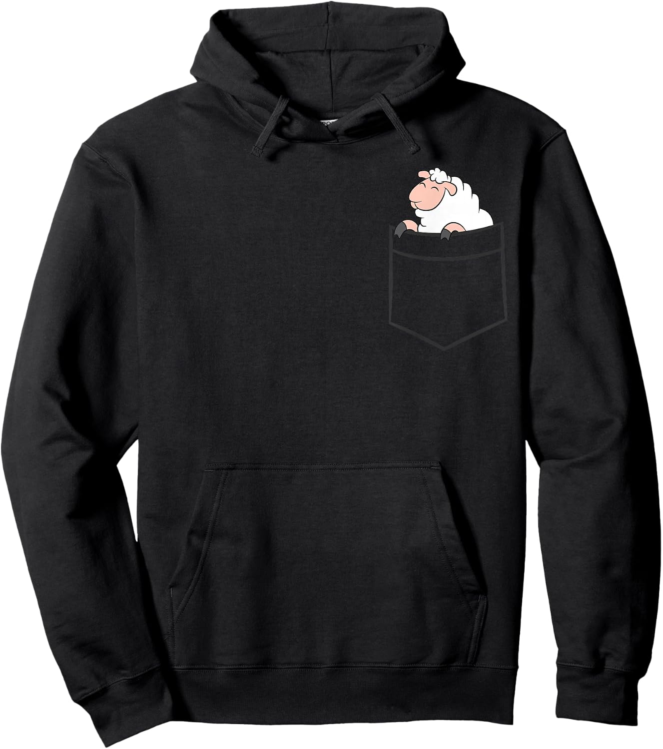 Sheep In The Pocket Cute Pocket Sheep Hoodie - Hoodie | Black