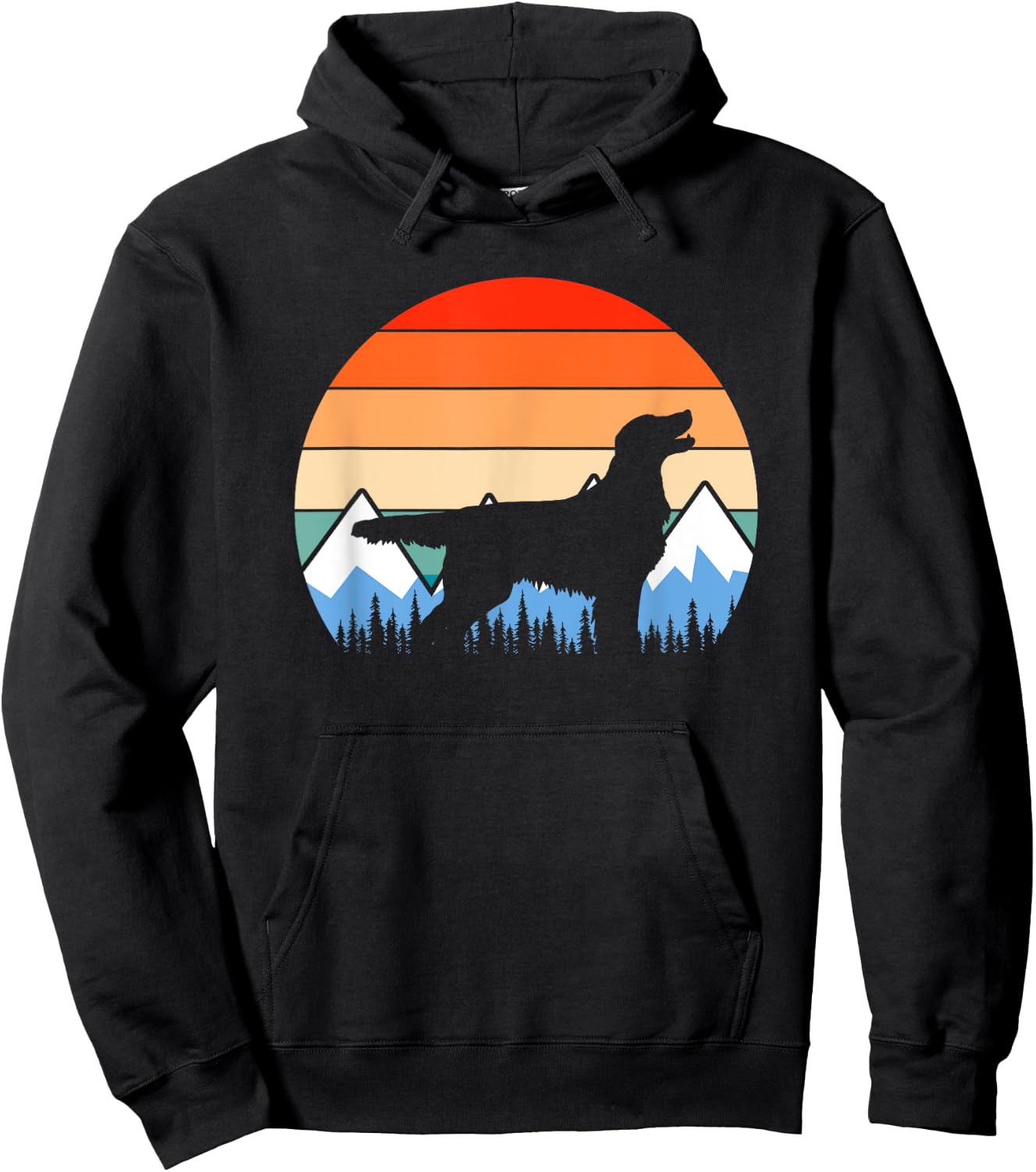 Flat-Coated Retriever Flat-Coat Dog Mountain Hiking Vintage Women Girls Kids Hoodie - Hoodie | Black