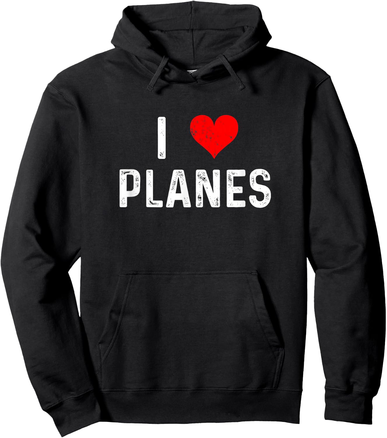I Love Planes - Heart - Distressed - Airplanes Pilot Airport Hoodie - Hoodie | Black