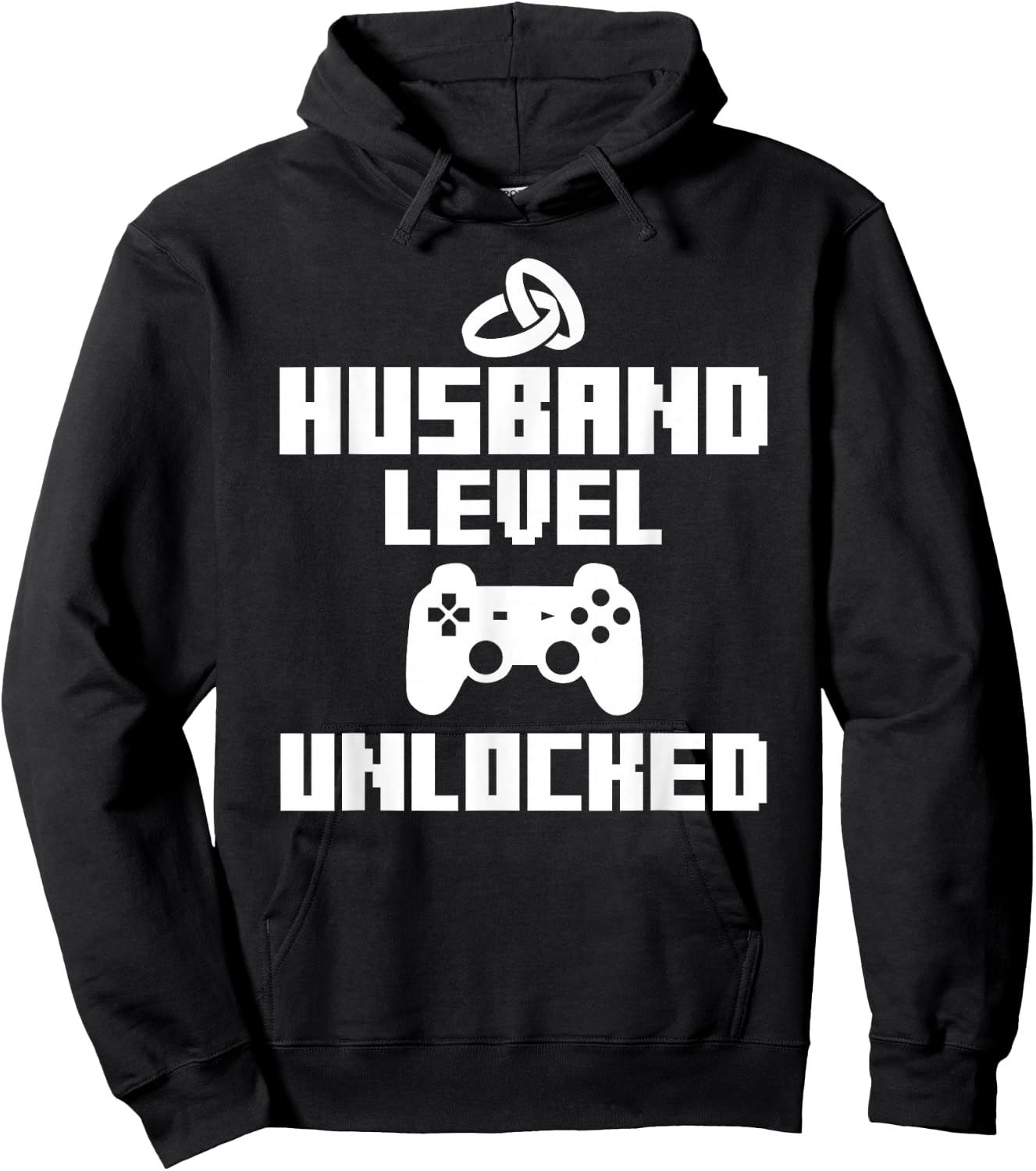 Gamer Husband Funny Wedding Gift Level Unlocked Hoodie - Hoodie | Black