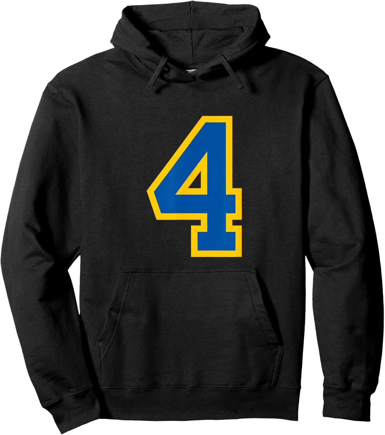 Blue Yellow Sport Team Number #4 Hoodie - Hoodie | Black