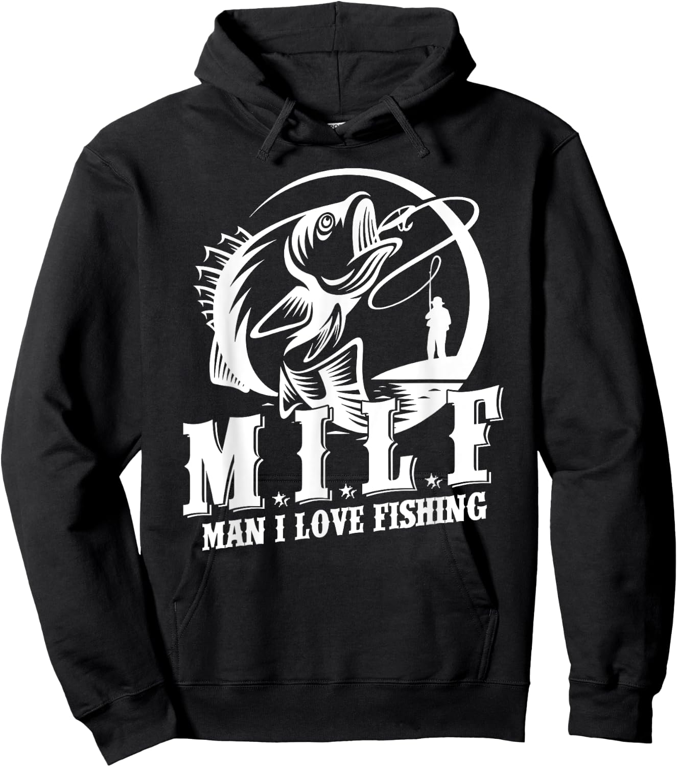 MILF Man I Love Fishing Funny Fishing Gift Hoodie - Hoodie | Black